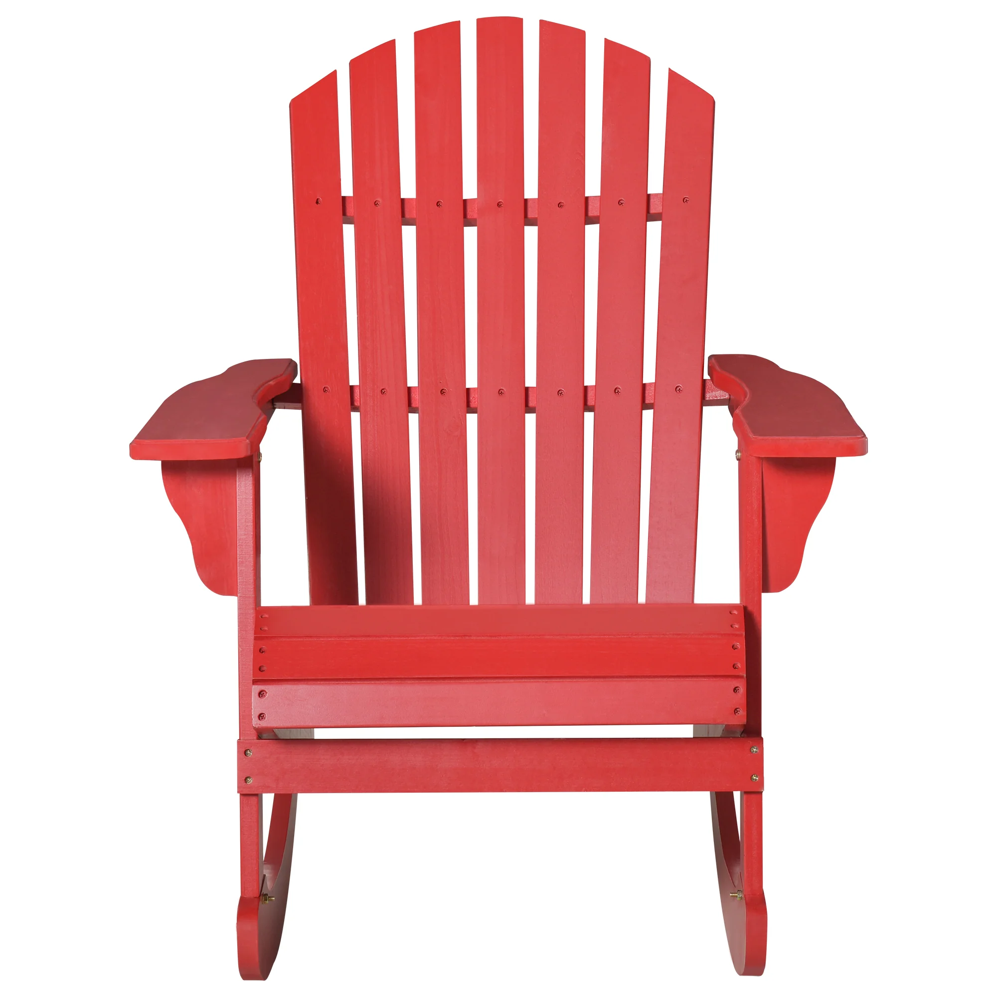 Outdoor Wooden Rocking Chair with Fanned Back, for Fire Pit, Patio, Backyard, Garden,  Red - Image 2