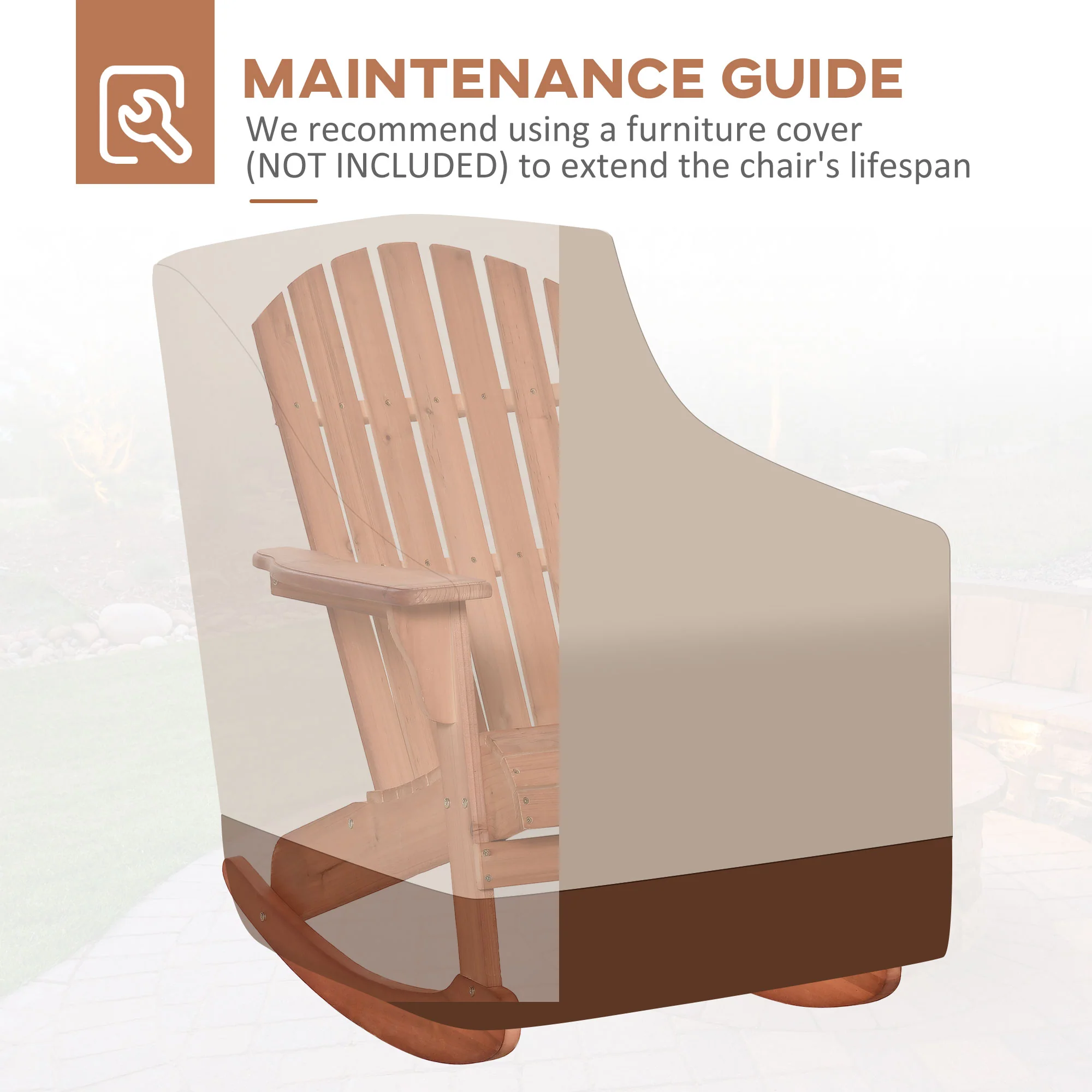 Outdoor Wooden Rocking Chair with Fanned Back, for Fire Pit, Patio, Backyard, Garden, Teak - Image 11