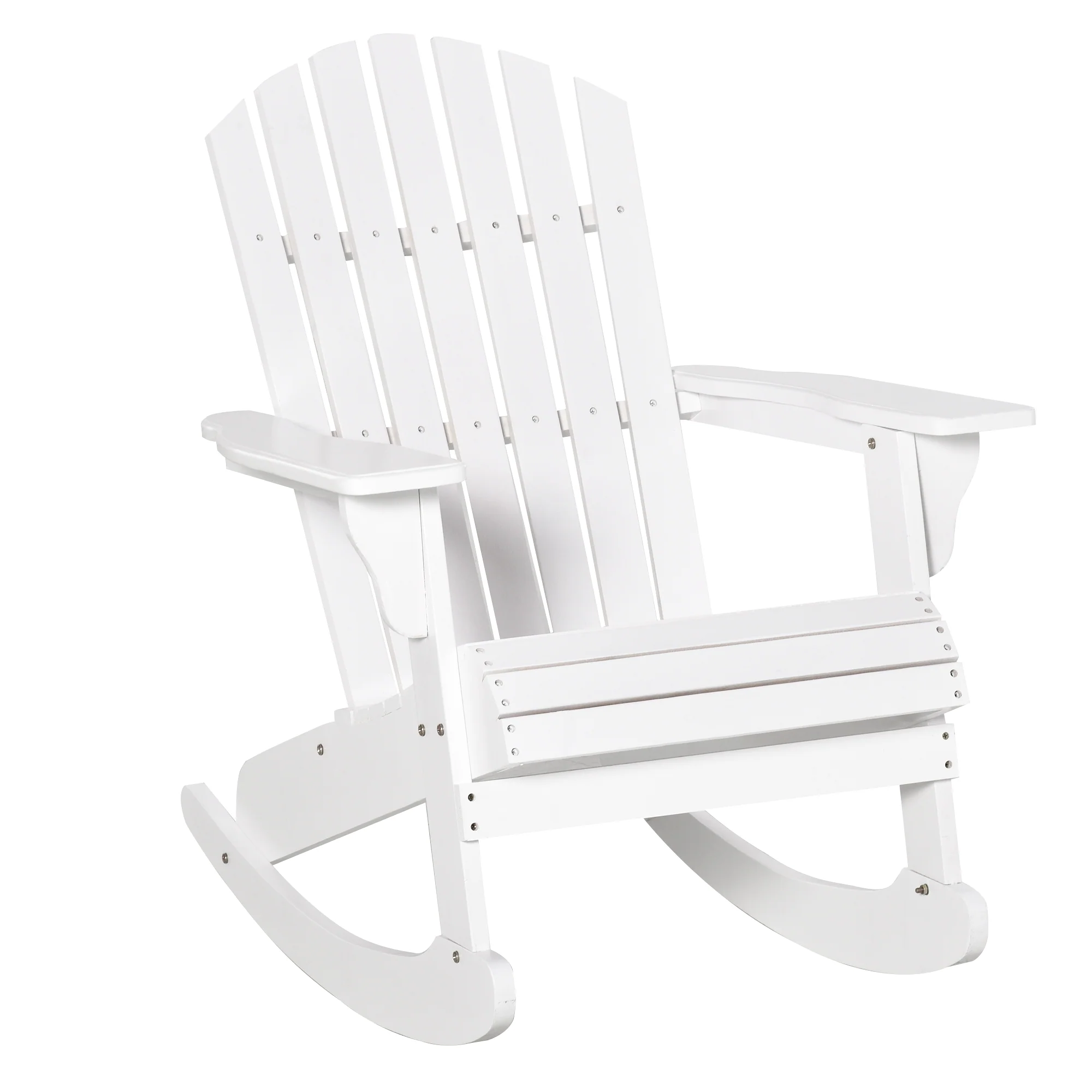 Outdoor Wooden Rocking Chair with Fanned Back, for Fire Pit, Patio, Backyard, Garden, White - Image 12
