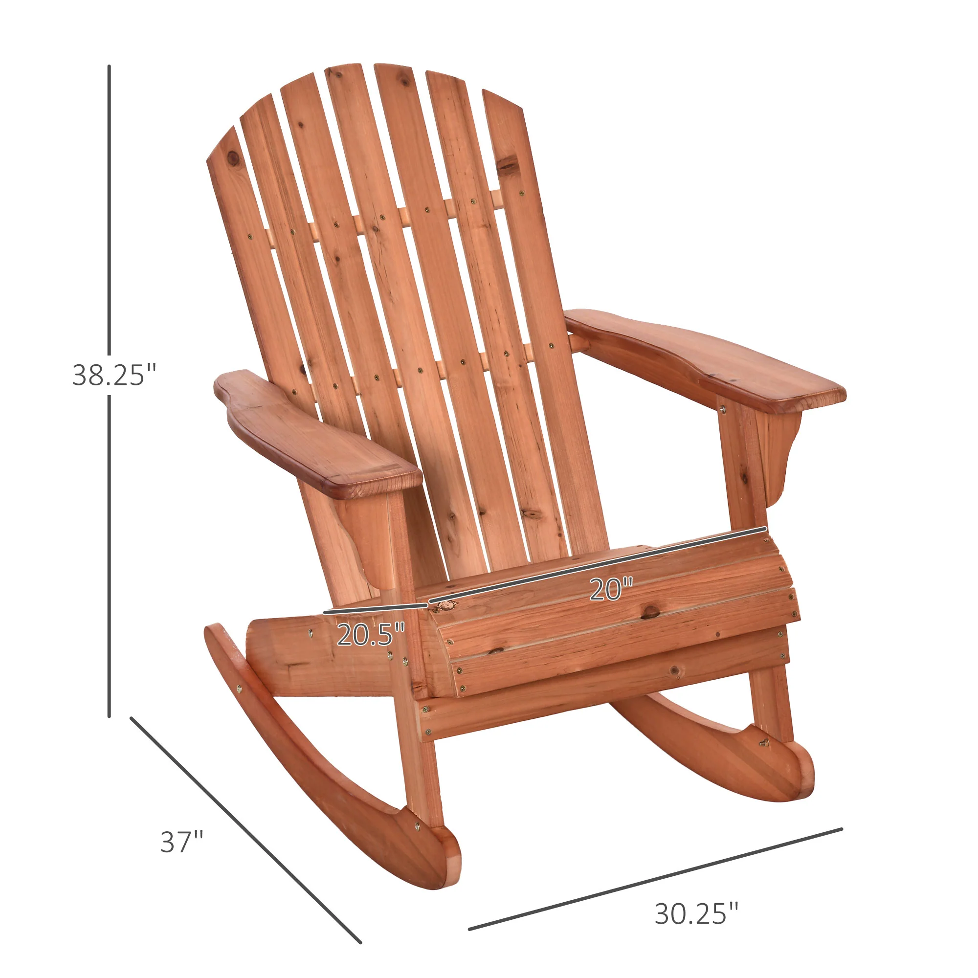 Outdoor Wooden Rocking Chair with Fanned Back, for Fire Pit, Patio, Backyard, Garden, Teak - Image 5