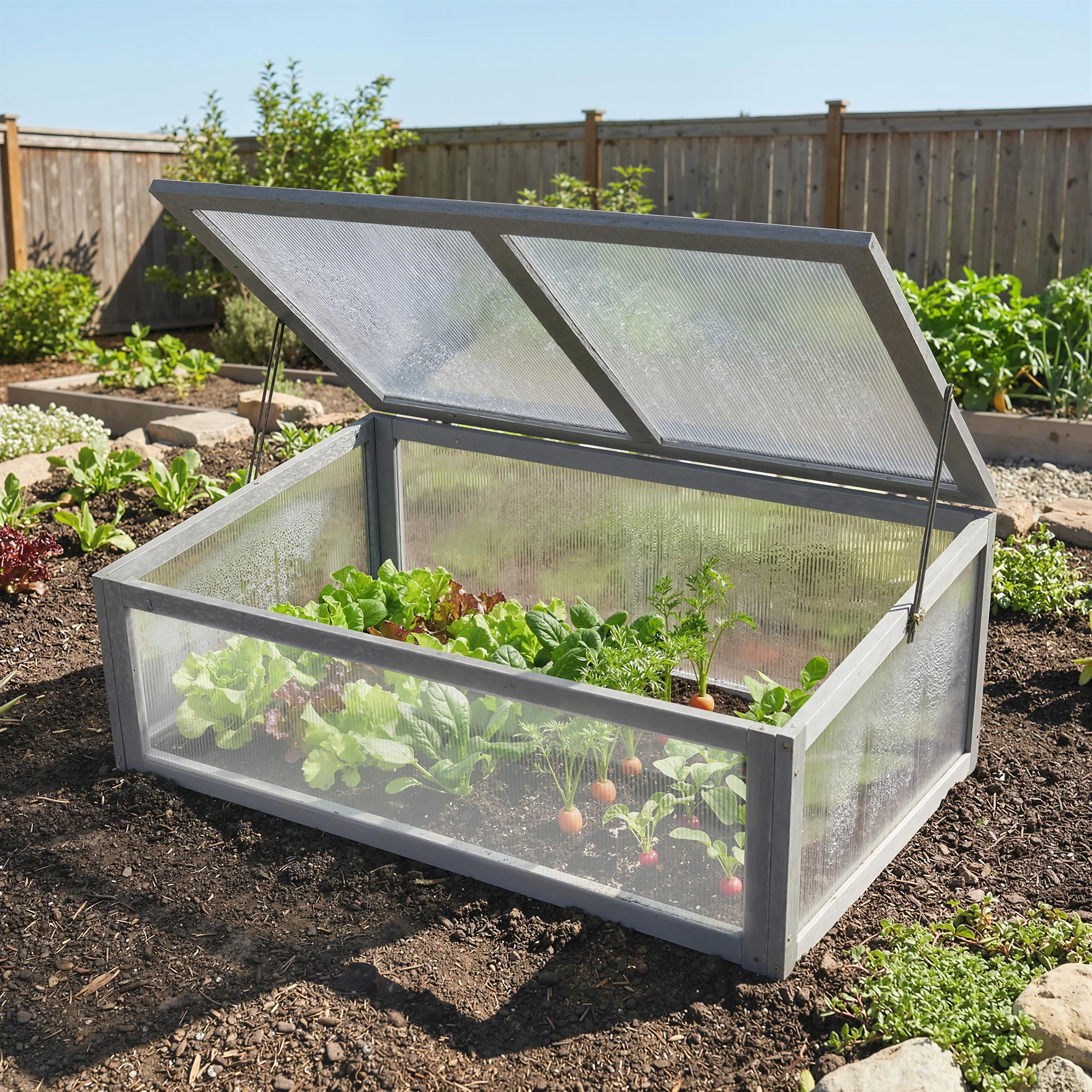 NookGrow Ground Cold Frame Greenhouse, 39" x 26" x 16", Gray - Image 12