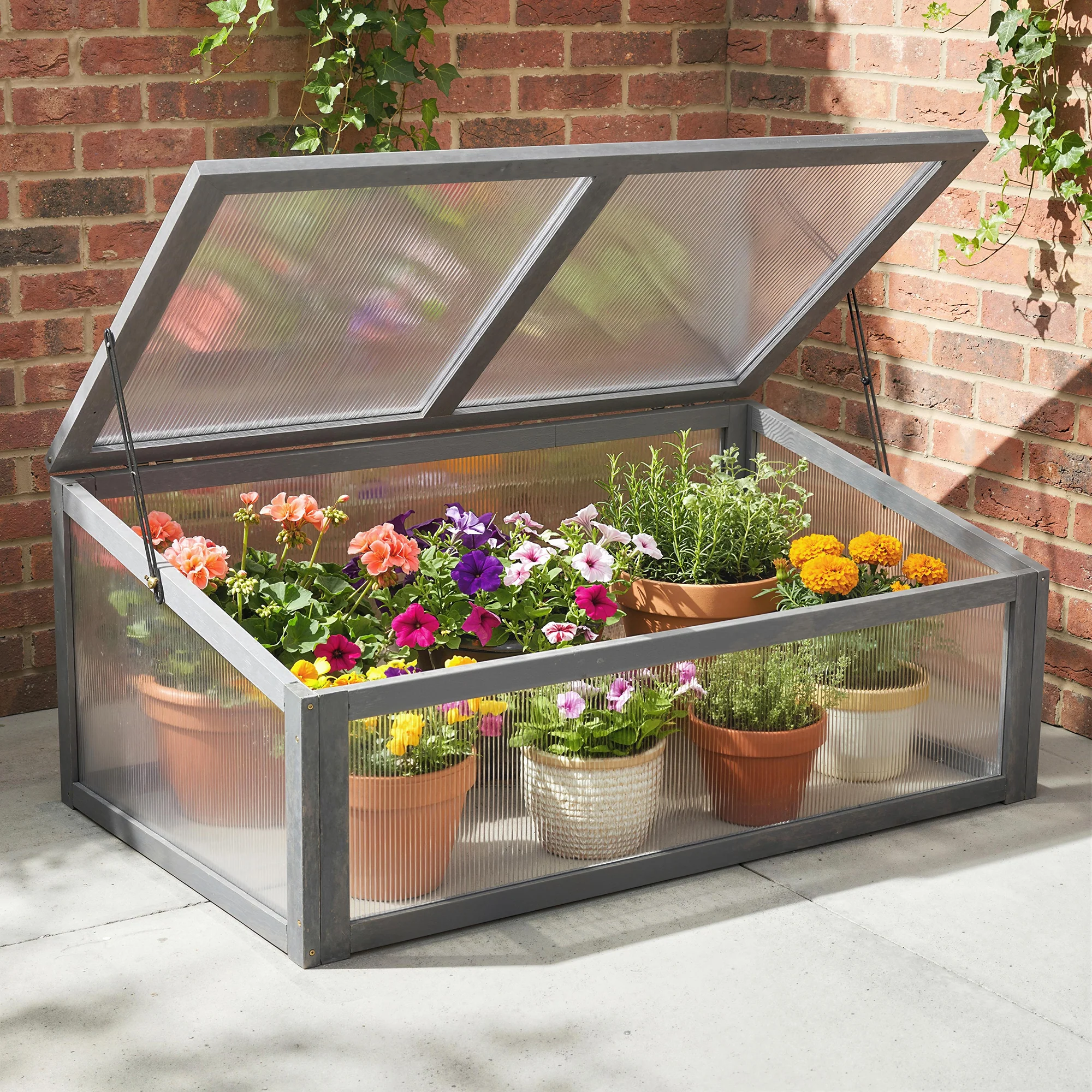 NookGrow Ground Cold Frame Greenhouse, 39" x 26" x 16", Gray - Image 3