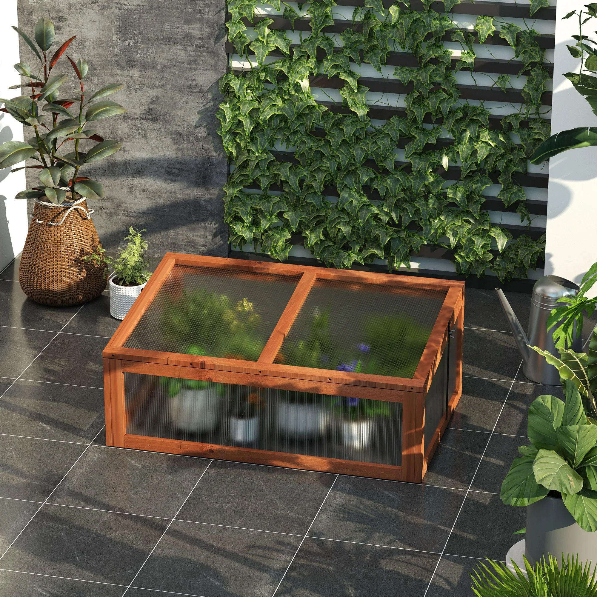 NookGrow Ground Cold Frame Greenhouse, 39" x 26" x 16", Natural - Image 10