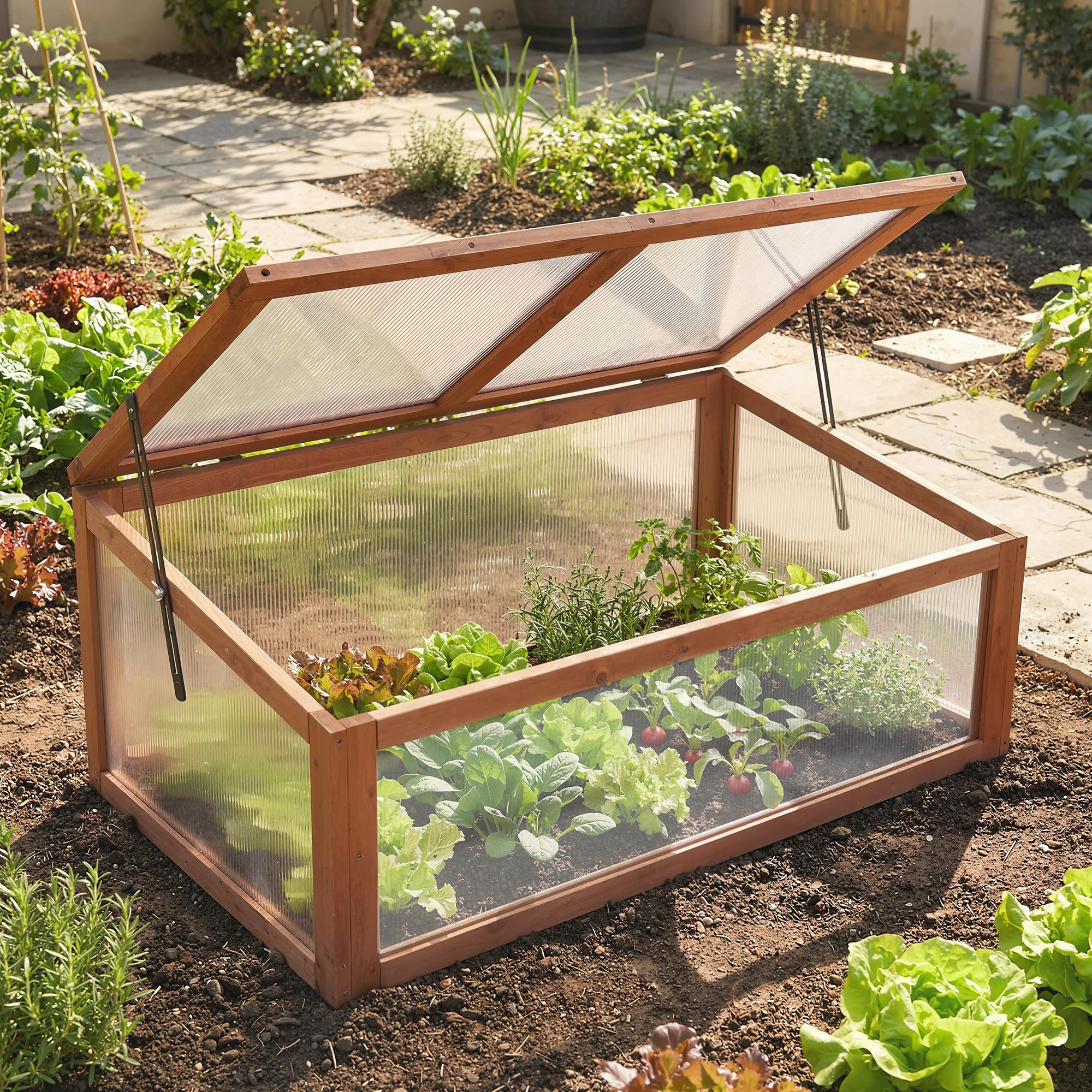 NookGrow Ground Cold Frame Greenhouse, 39" x 26" x 16", Natural - Image 3