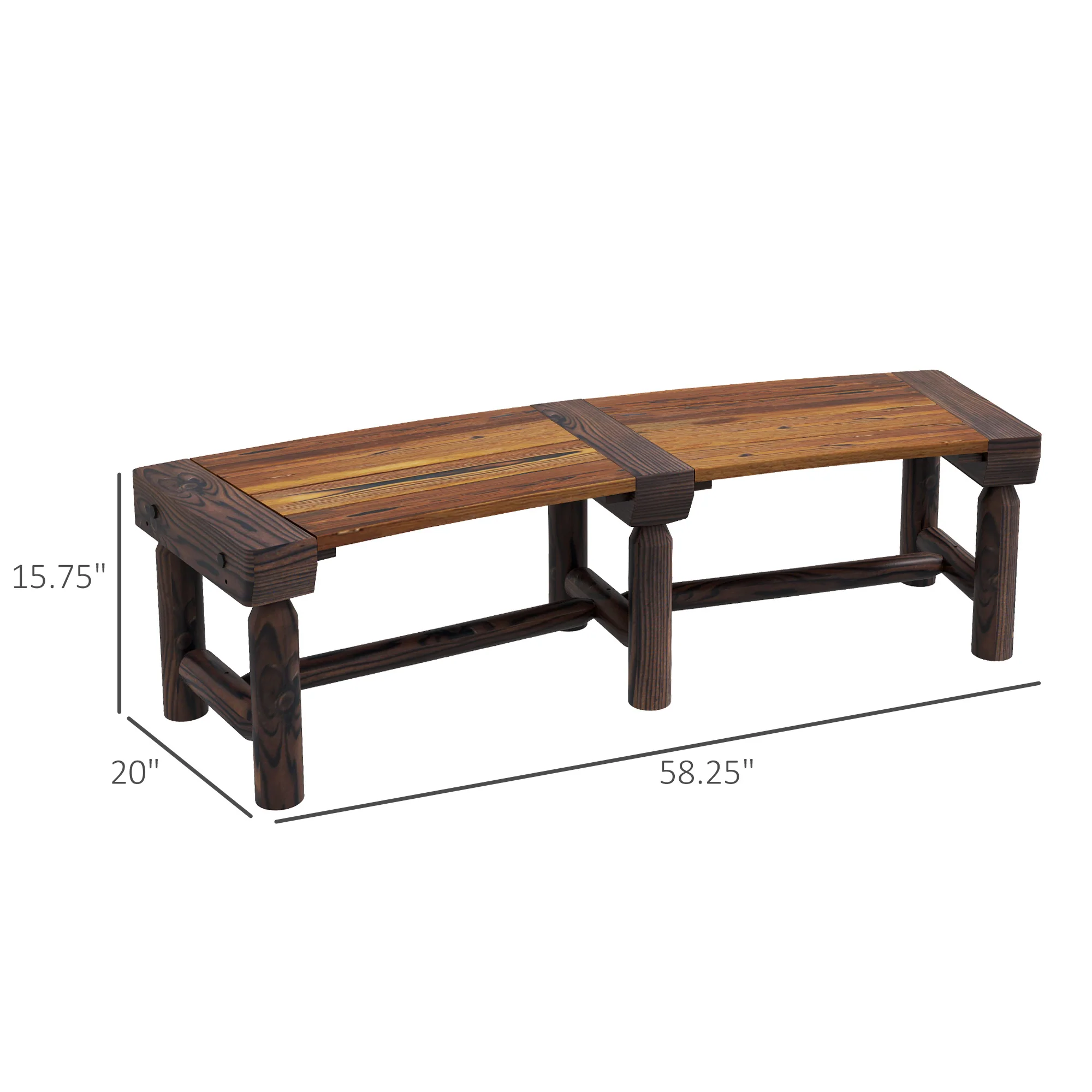 Semicircular Wooden Outdoor Bench, Wrap-Around Tree Seat for Yard, Patio, Brown - Image 5