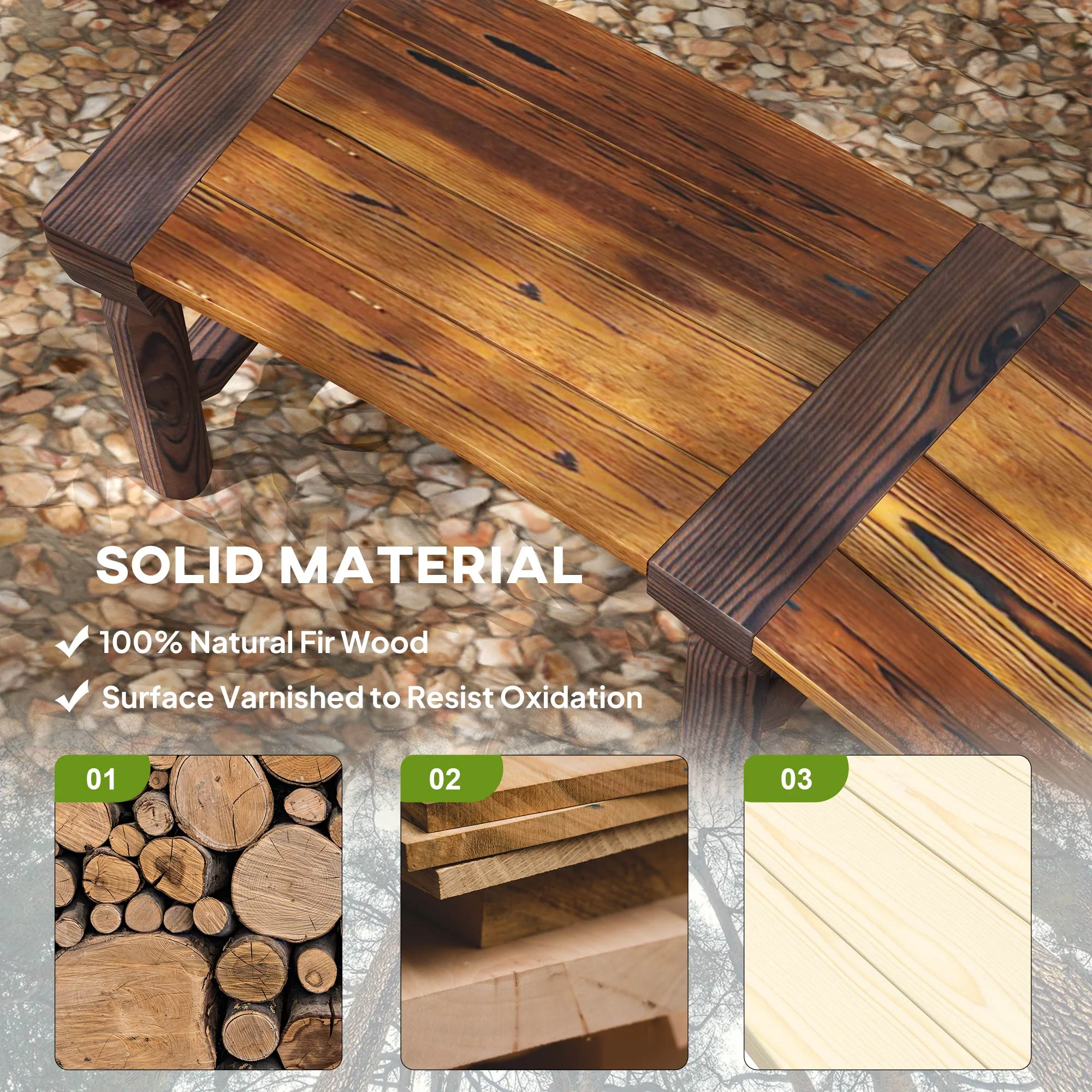 Semicircular Wooden Outdoor Bench, Wrap-Around Tree Seat for Yard, Patio, Brown - Image 7