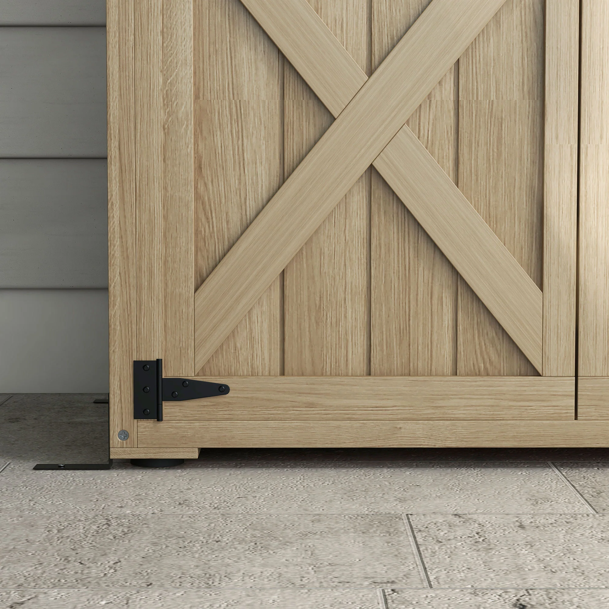 Vertical Wood Storage Cabinet with Waterproof Asphalt Roof & Lockable Doors, Natural - Image 11