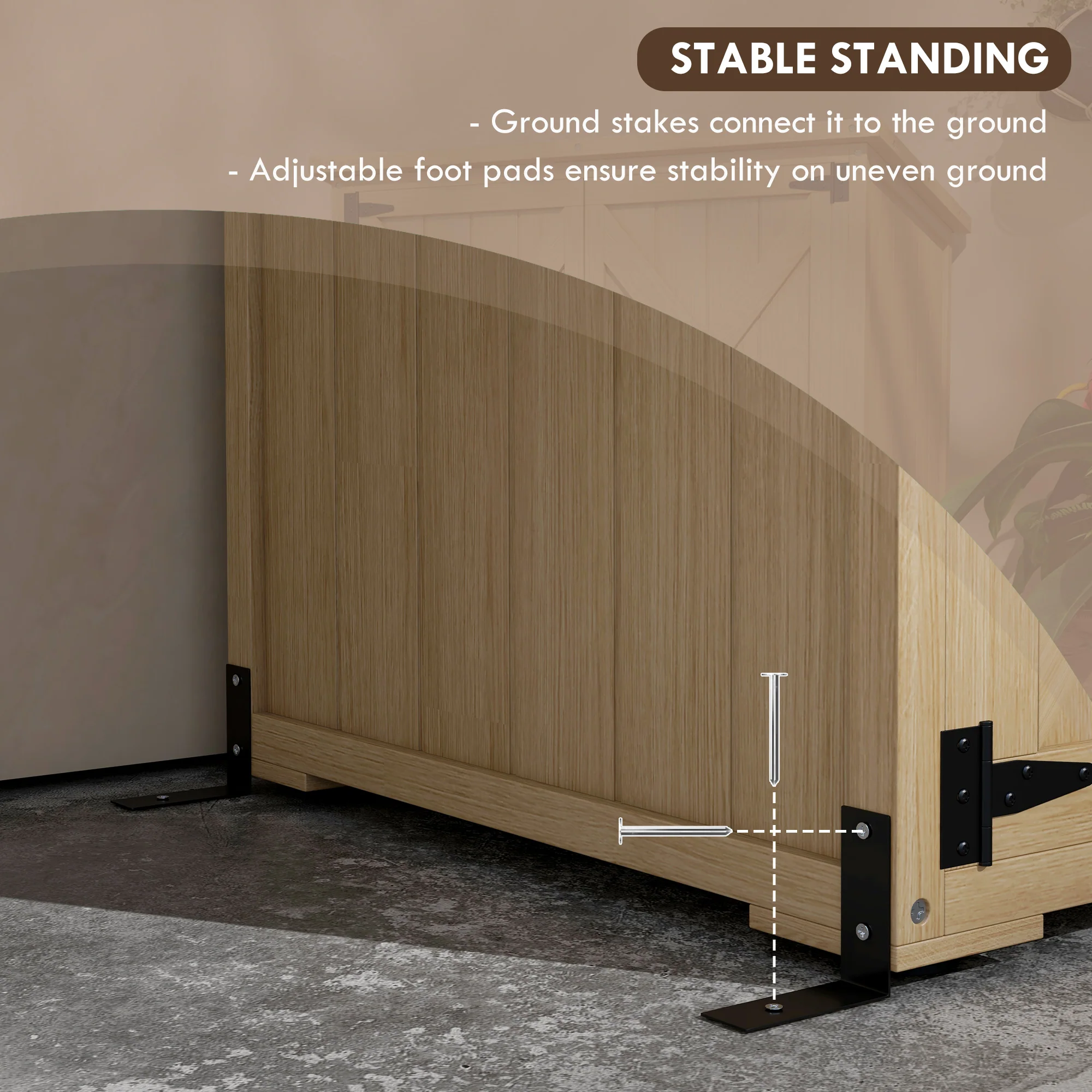 Vertical Wood Storage Cabinet with Waterproof Asphalt Roof & Lockable Doors, Natural - Image 8