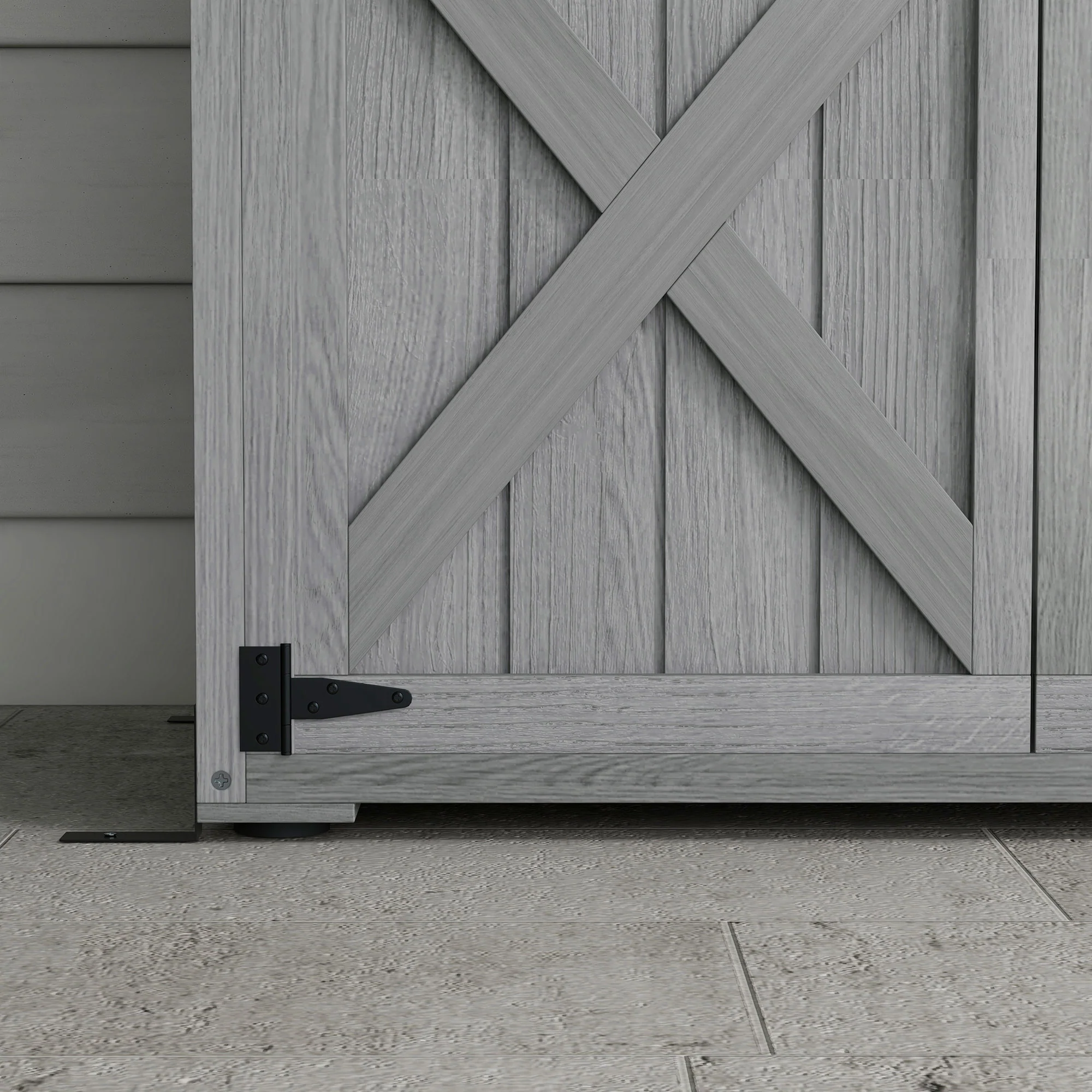 Vertical Wood Storage Cabinet with Waterproof Asphalt Roof & Lockable Doors, Gray - Image 11