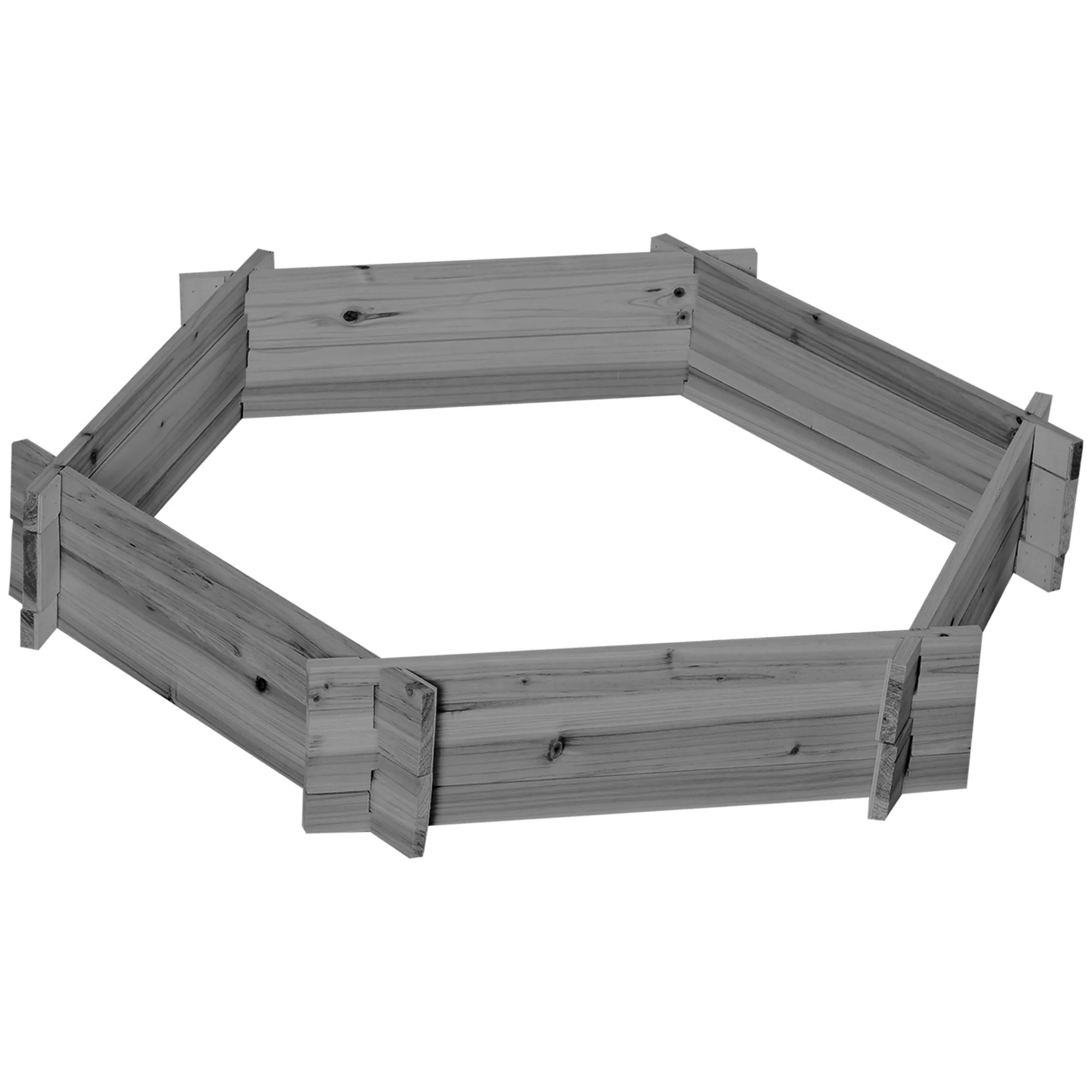 Wooden Raised Garden Bed, Hexagon Screwless Planters for Outdoor Plants, Vegetables, Flowers, Herbs, 39" x 36" x 6", Gray - Image 12