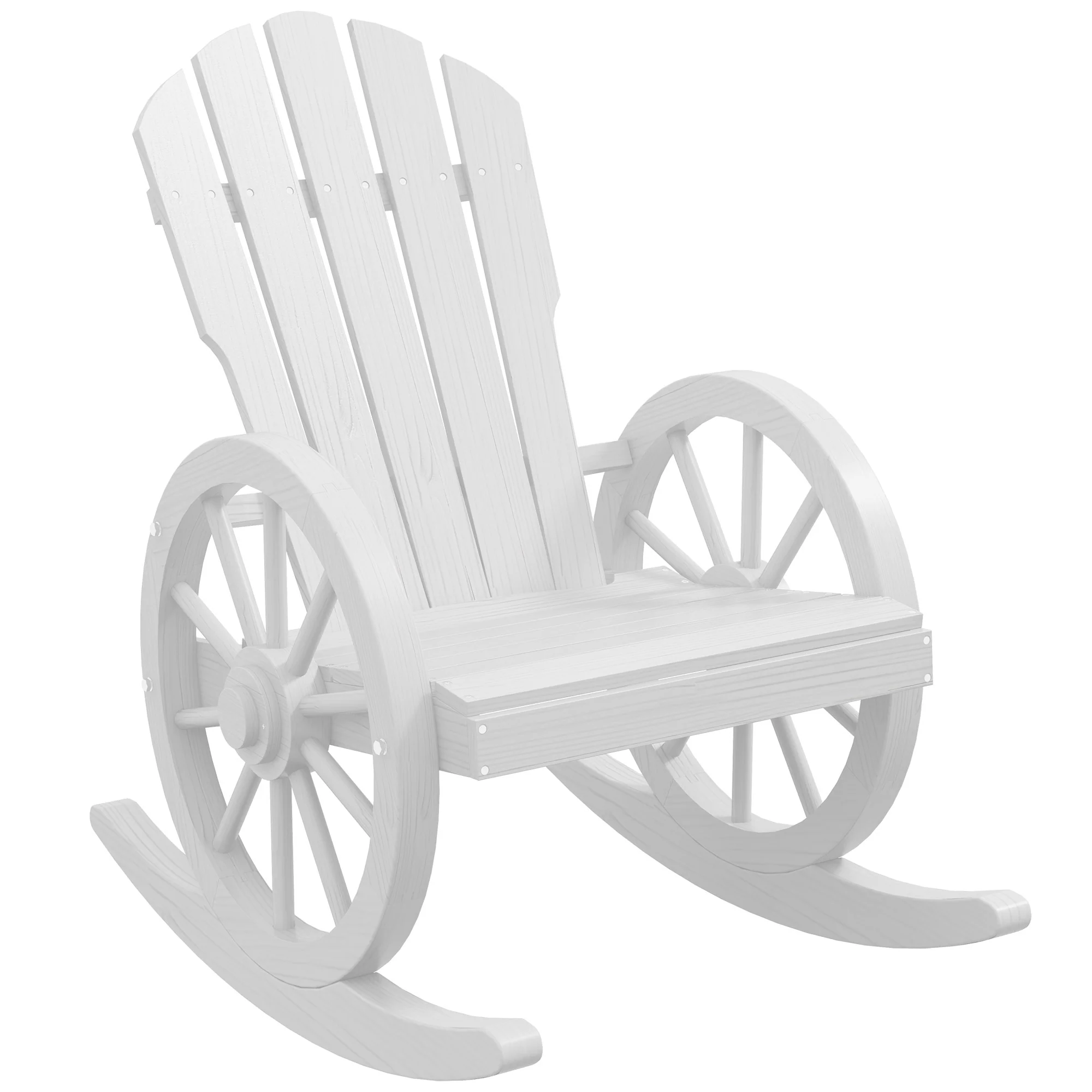 Adirondack Rocker Chair with Slatted Design & Oversized Back for Porch & Garden, White - Image 12