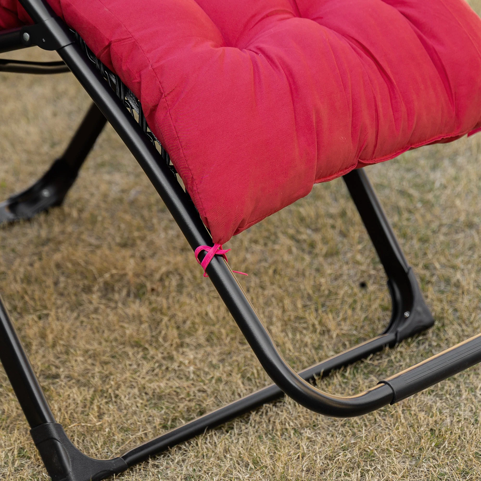 Folding Zero Gravity Recliner Chair with Cup Holder & Padded Cushion, Red - Image 11