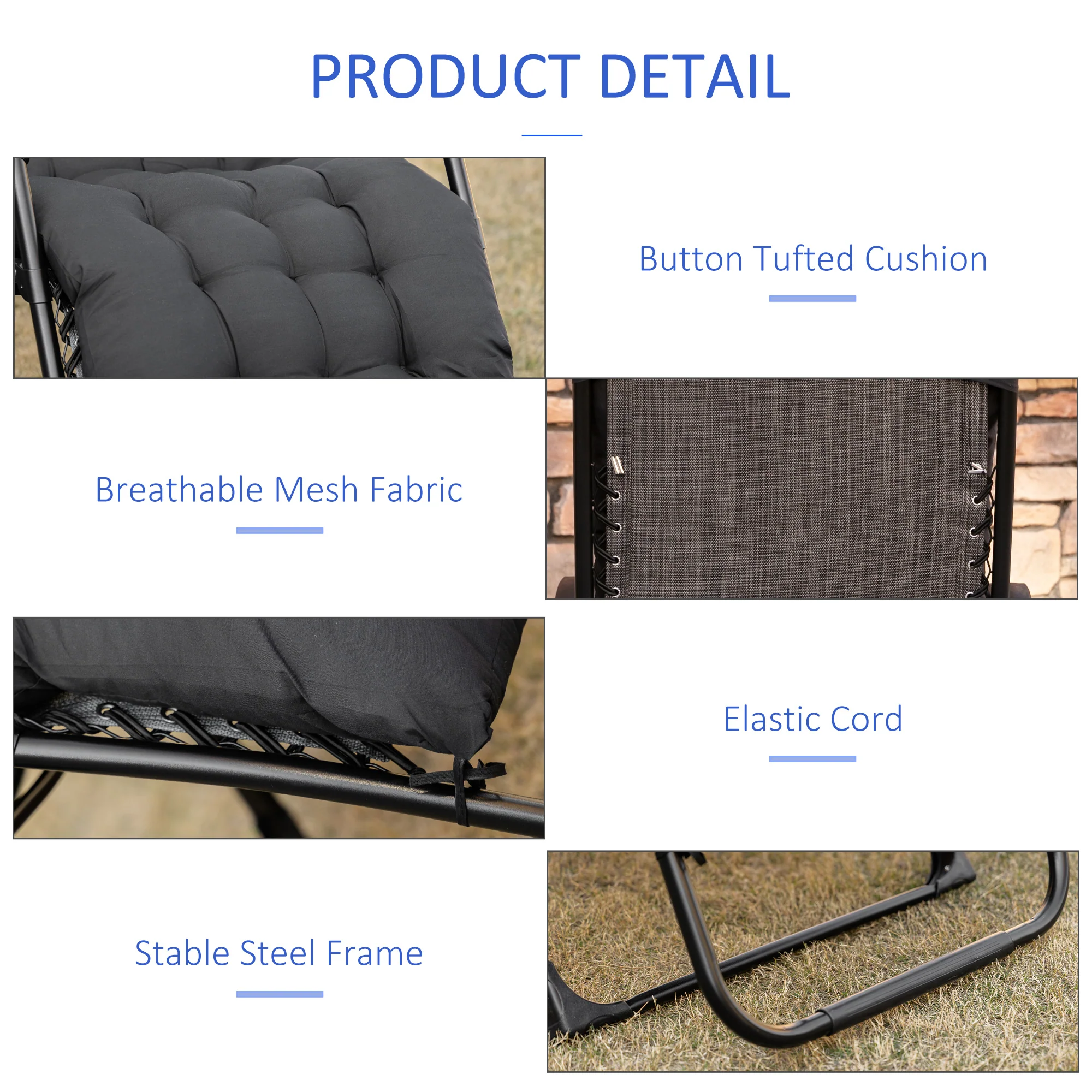 Padded Folding Recliner Chair with Cupholder, Adjustable Backrest & Cushion, Black - Image 9
