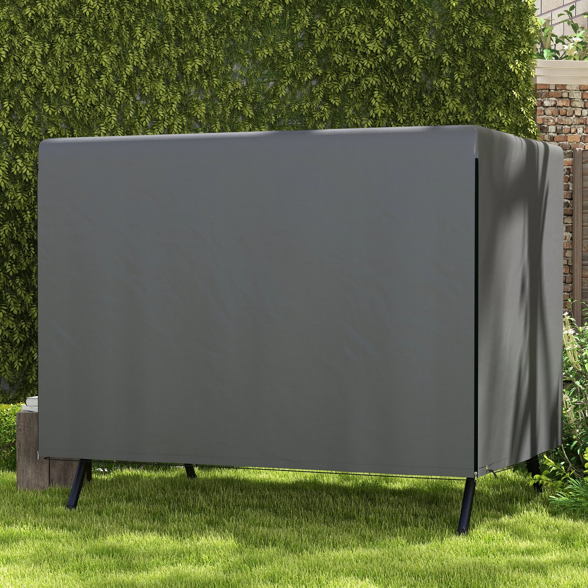 3-Seater Garden Swing Chair Protective Cover, Water UV Resistant, 215 x 155 x 150cm, Dark Grey - Image 8