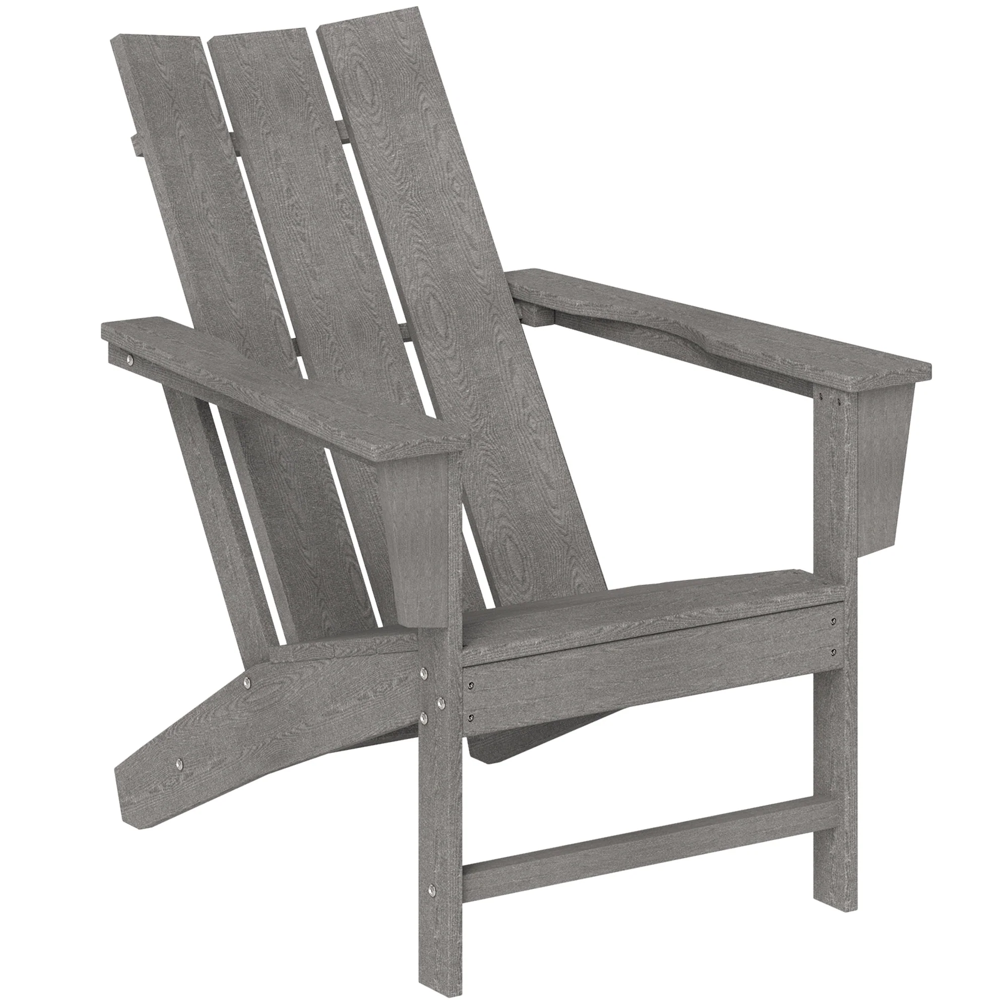 HDPE Plastic Adirondack Chair with High Back & Wide Armrests for Patio, Dark Grey