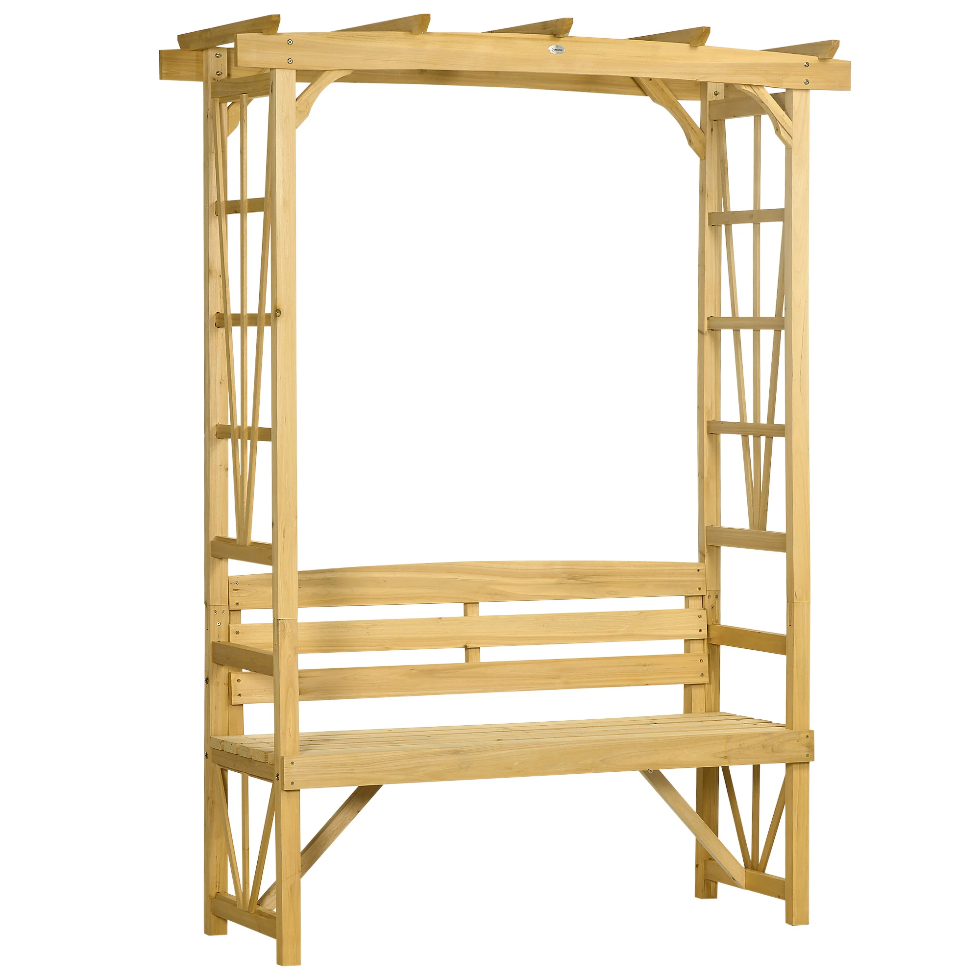 79.9" Patio Wooden Bench, Outdoor Garden Bench for Vines/Climbing Plants, Light Brown - Image 12