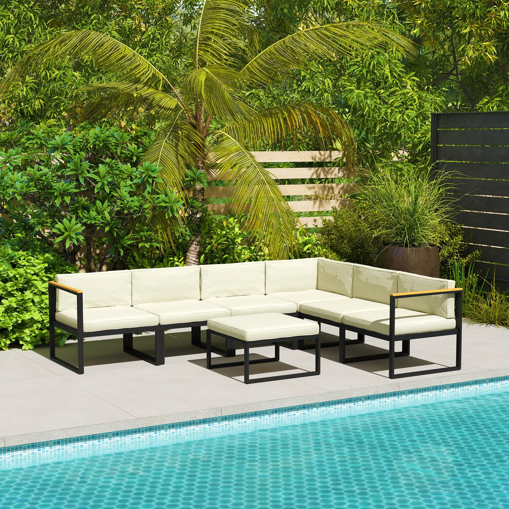 14 Piece Replacement Cushions for Rattan Furniture, Cushion Pad for Patio Set, Cream White - Image 10