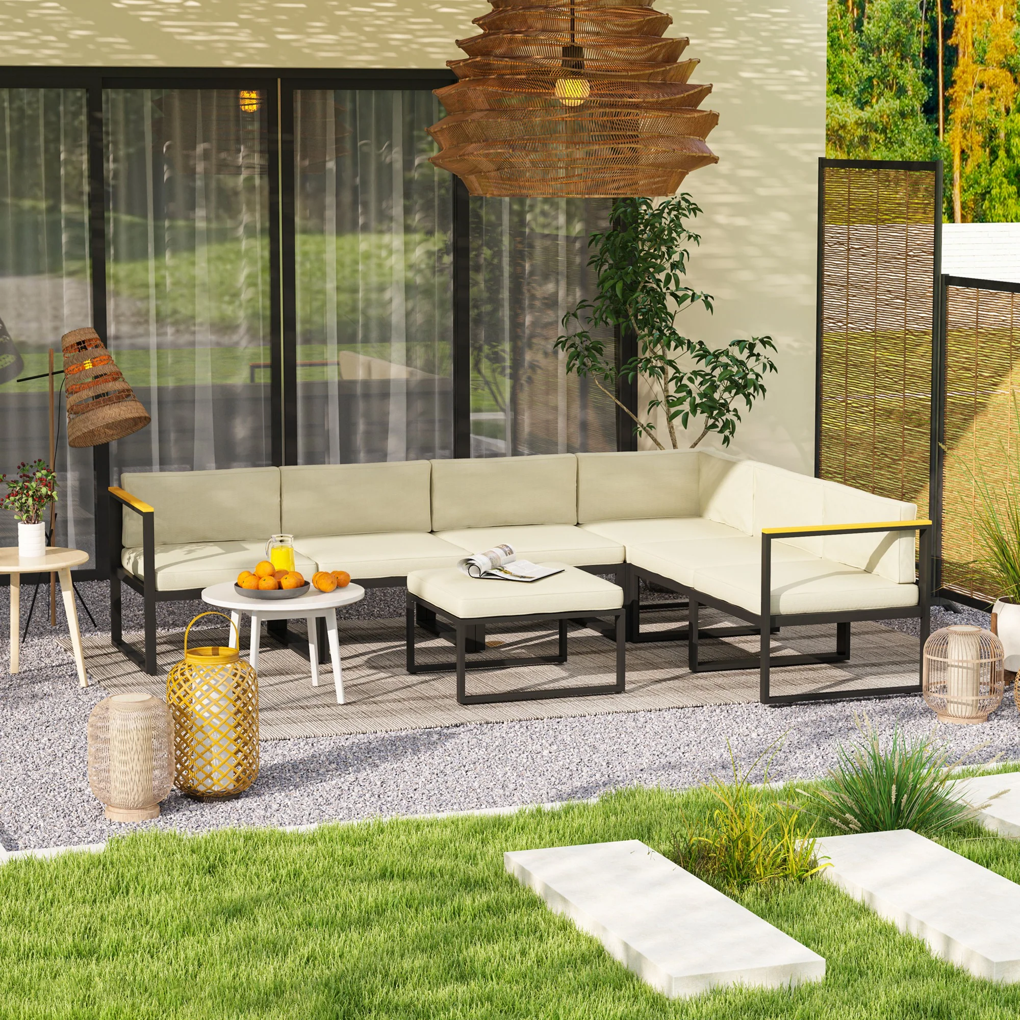 14 Piece Replacement Cushions for Rattan Furniture, Cushion Pad for Patio Set, Cream White - Image 3