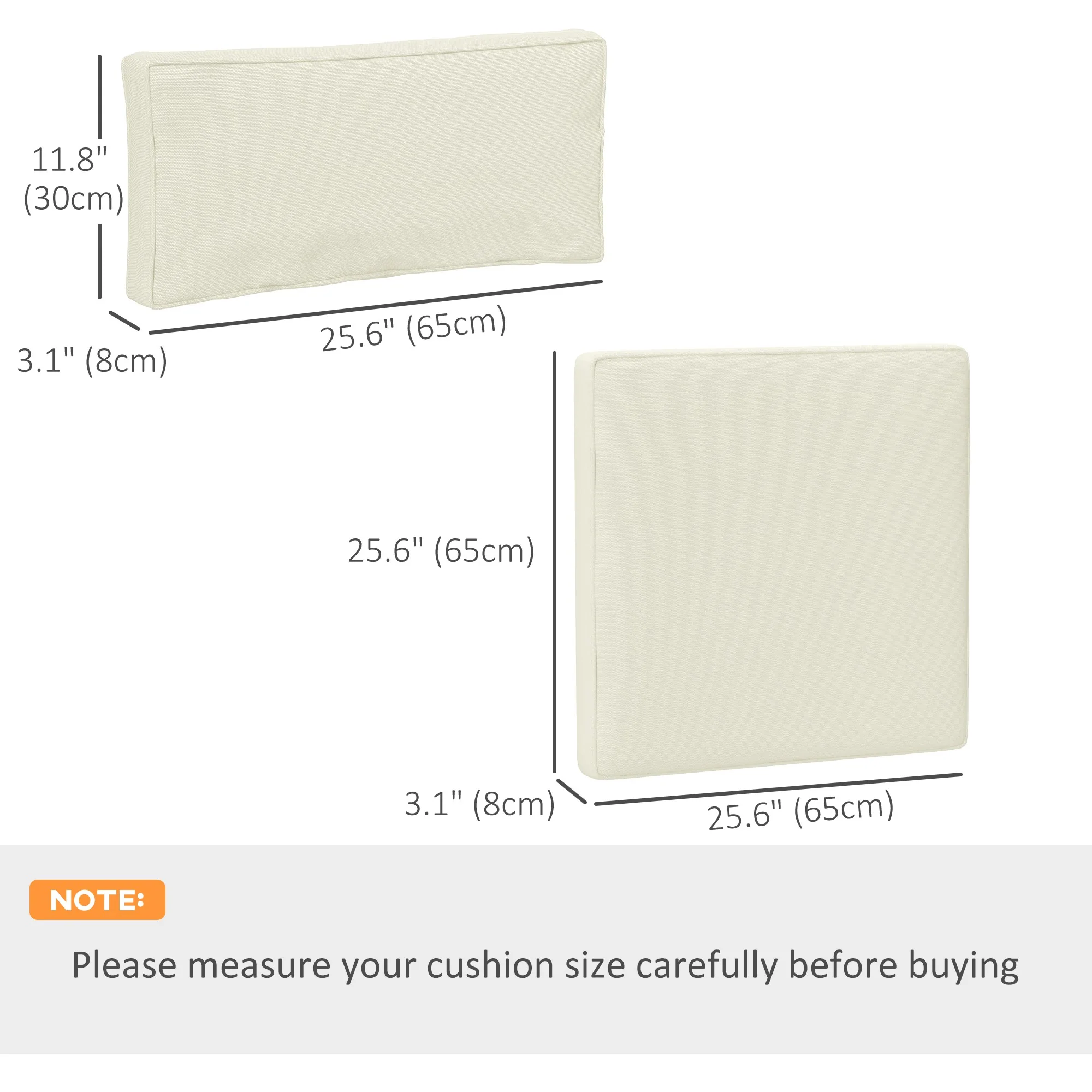 14 Piece Replacement Cushions for Rattan Furniture, Cushion Pad for Patio Set, Cream White - Image 5