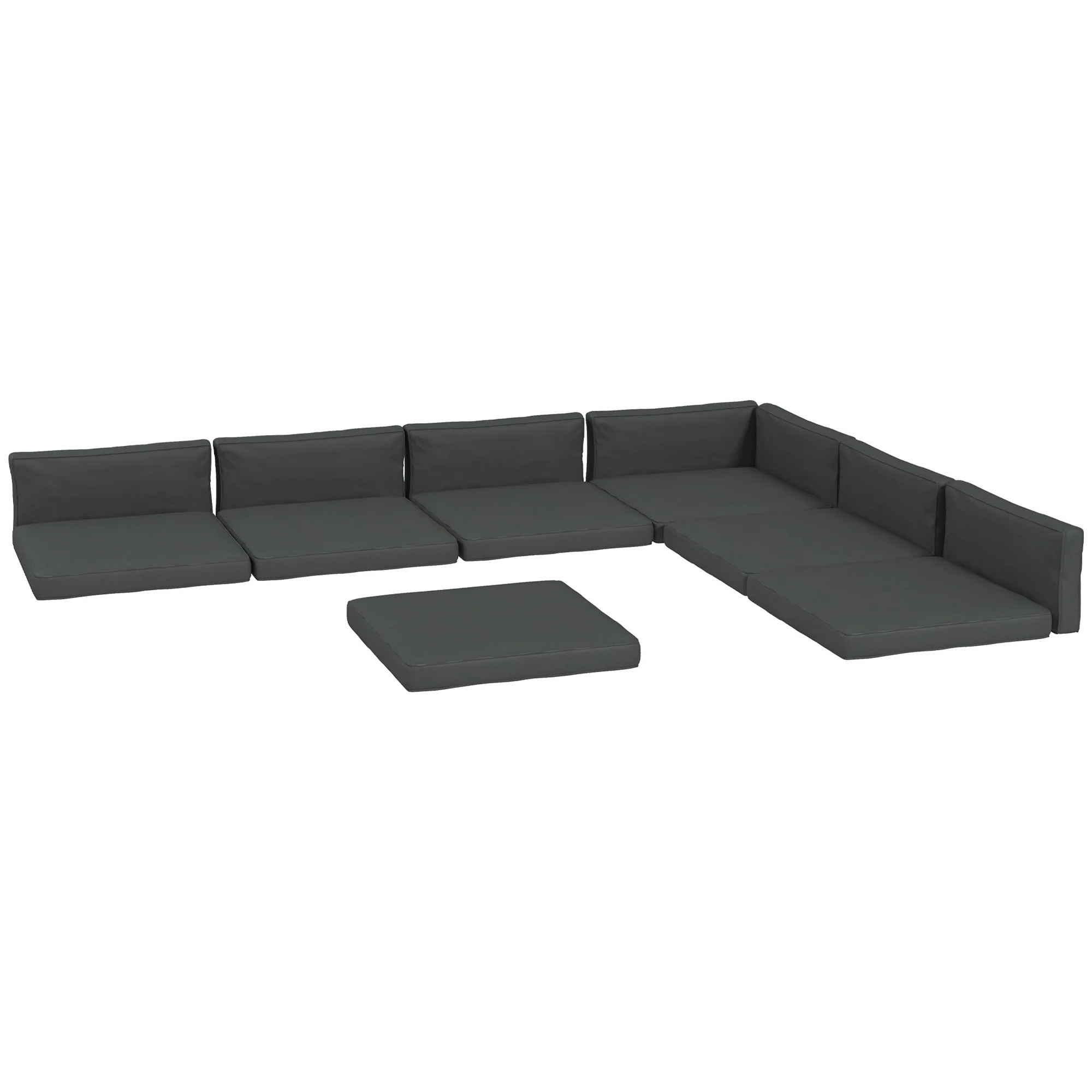 14 Piece Replacement Cushions for Rattan Furniture, Cushion Pad for Patio Set, Grey - Image 2