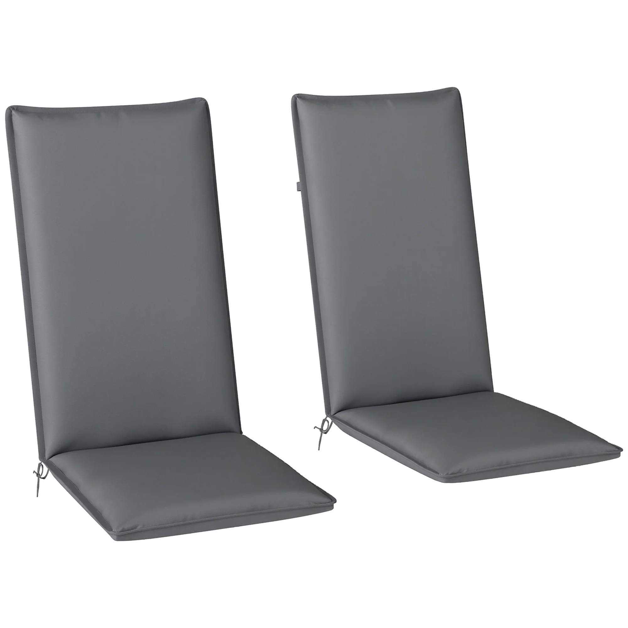 Set of 2 High Back Patio Chair Cushions with Ties, Dark Grey - Image 12