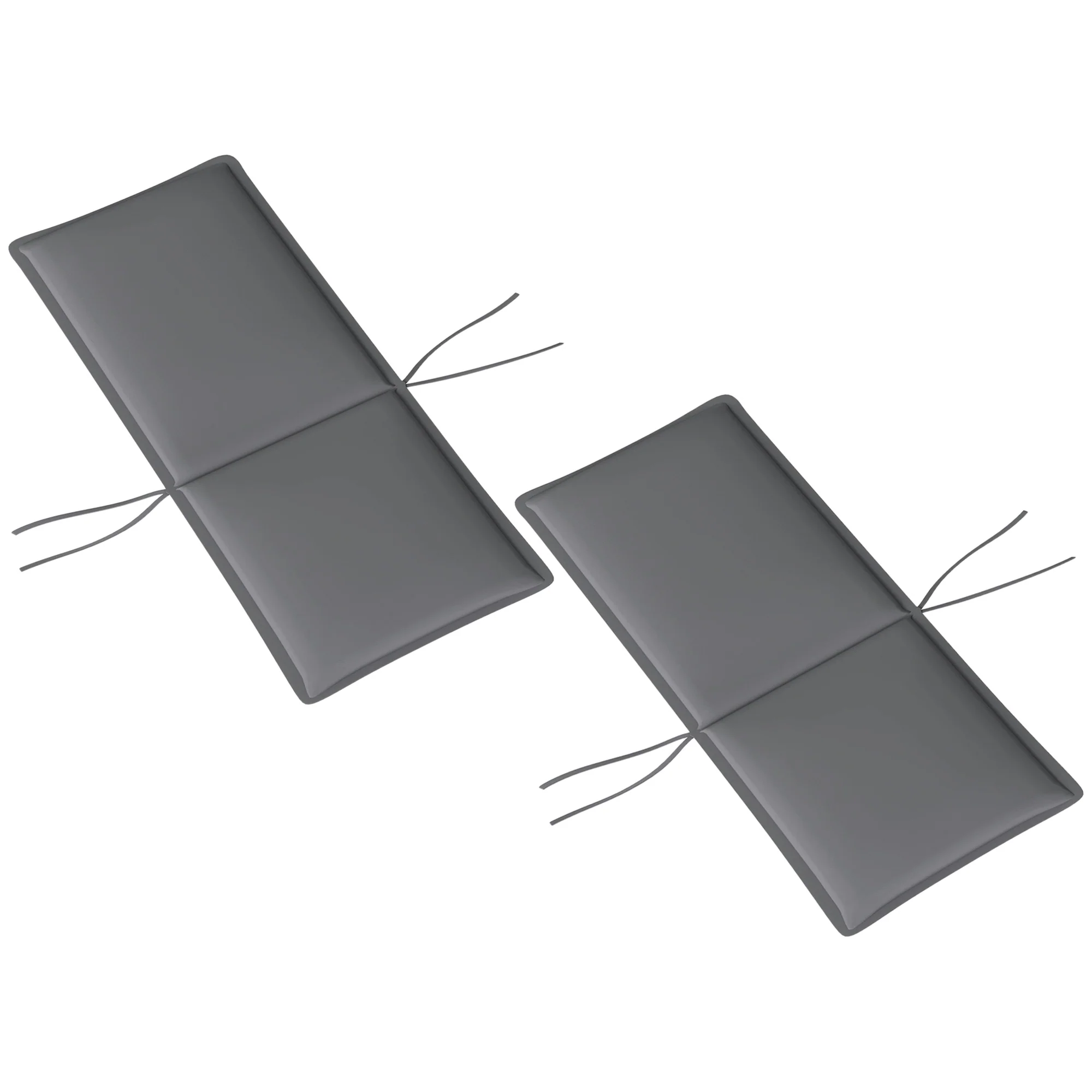 Set of 2 High Back Patio Chair Cushions with Ties, Dark Grey - Image 2