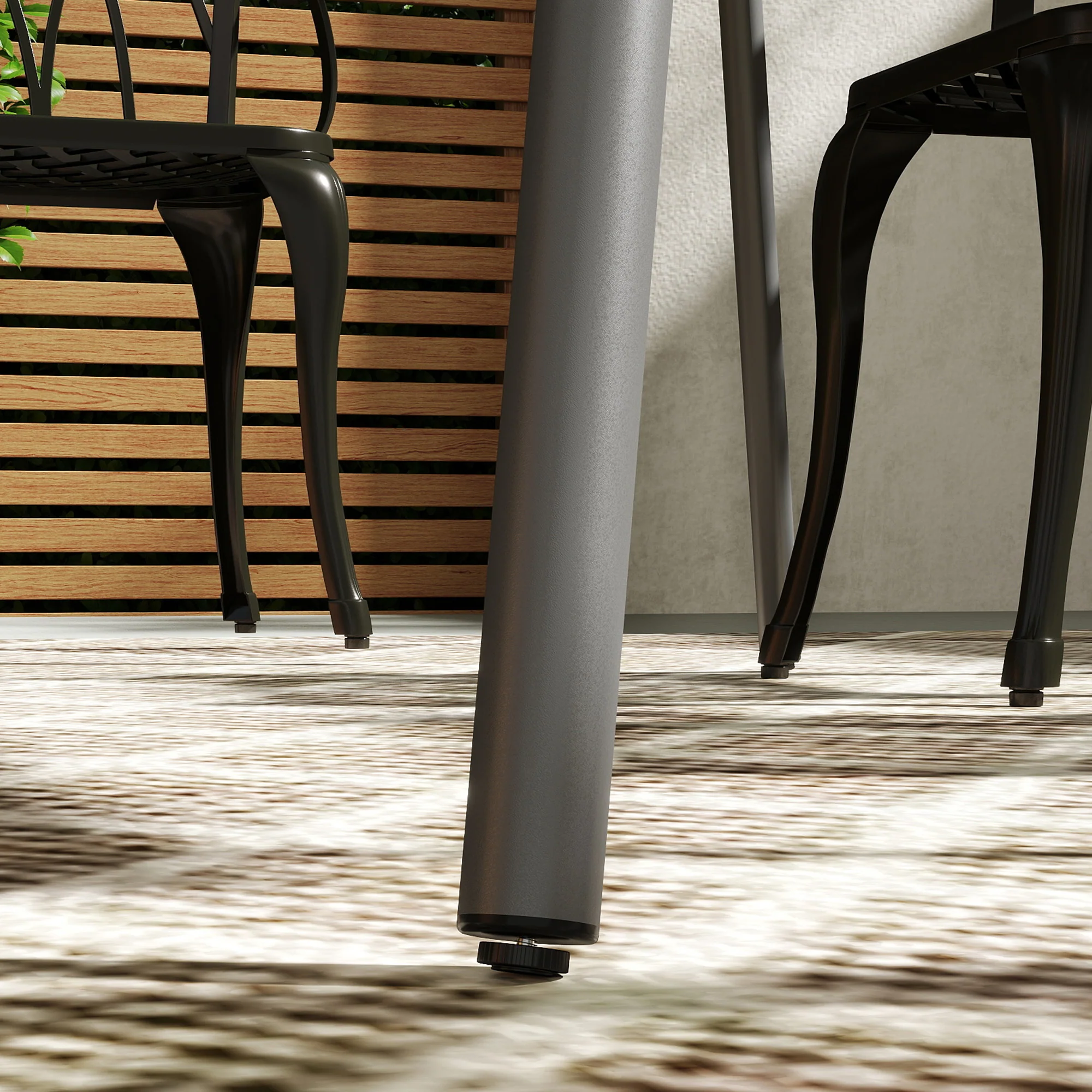 Rectangle Patio Dining Table for 6, Metal Steel Slat Table, 59" x 31.5" x 29", Grey - Image 11