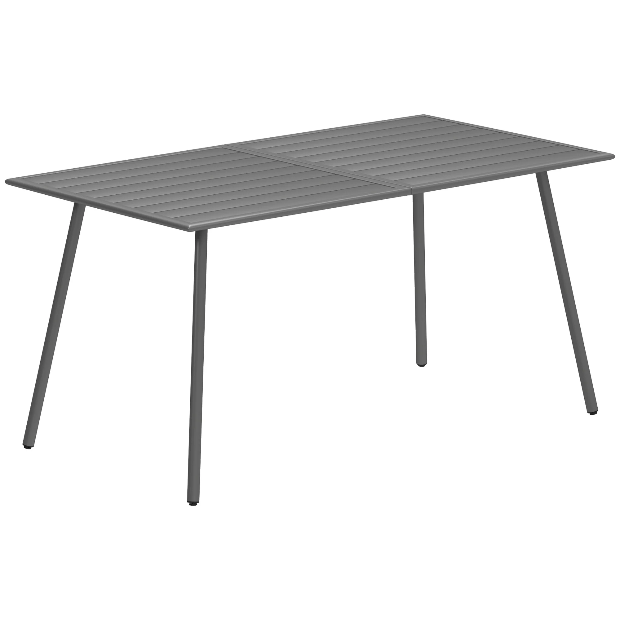 Rectangle Patio Dining Table for 6, Metal Steel Slat Table, 59" x 31.5" x 29", Grey - Image 12
