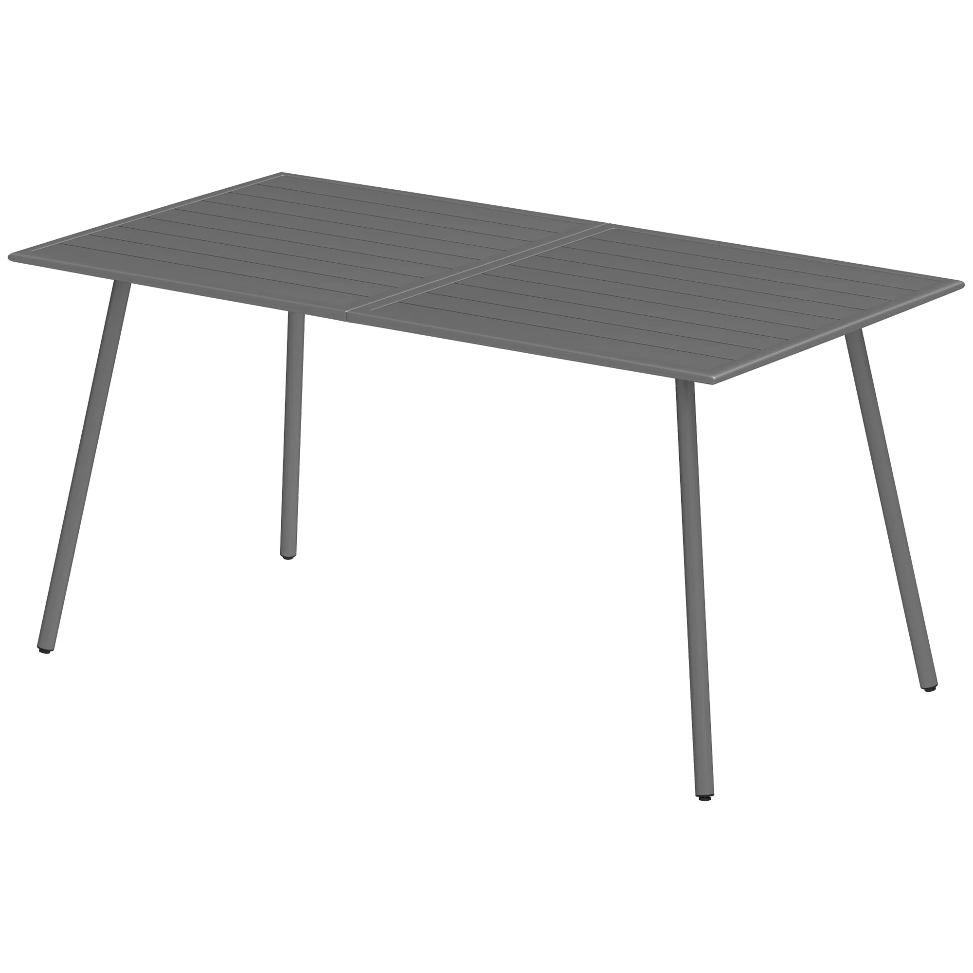 Rectangle Patio Dining Table for 6, Metal Steel Slat Table, 59" x 31.5" x 29", Grey - Image 2