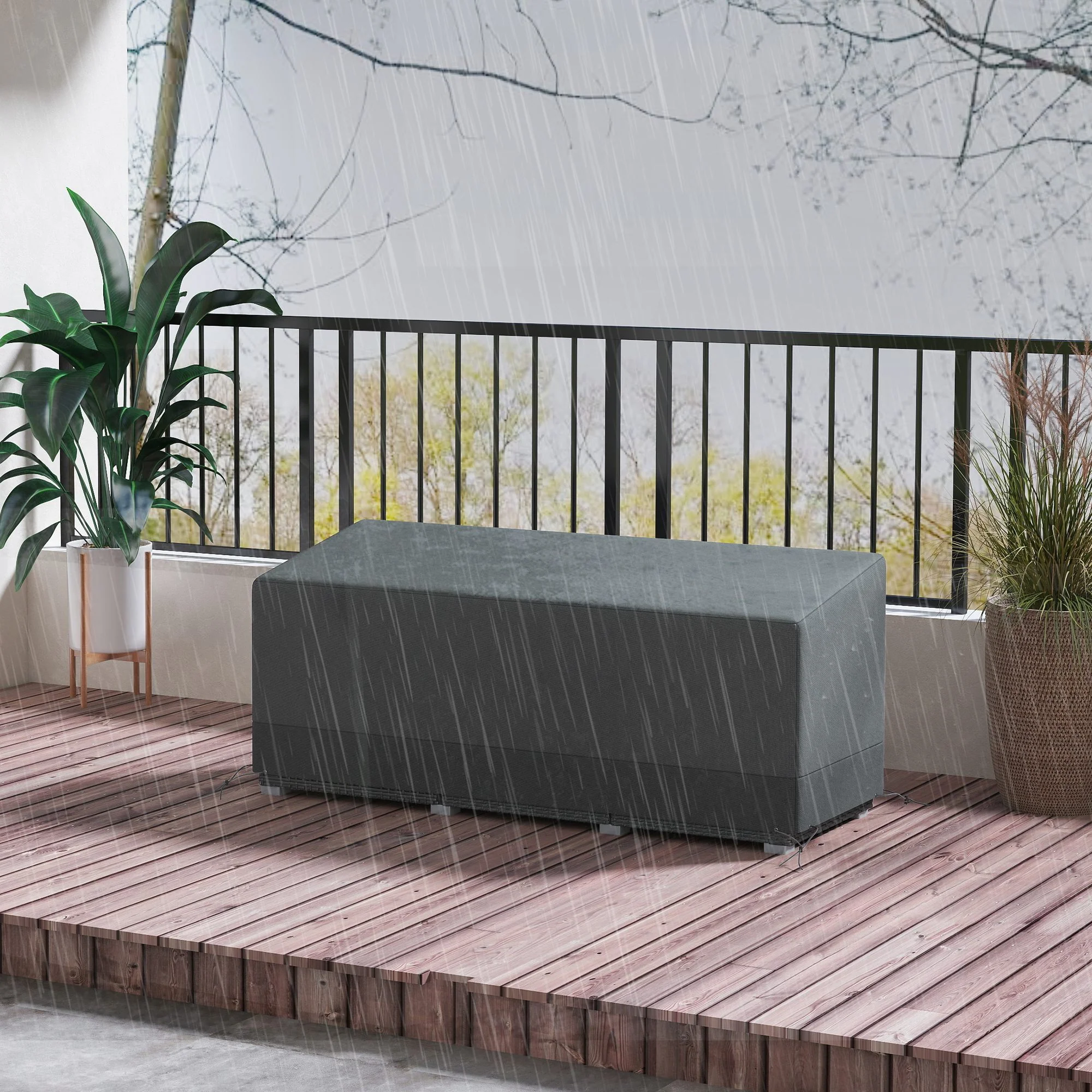 75" x 28.3" x 29.9" Waterproof Patio Sofa Cover, Grey - Image 4