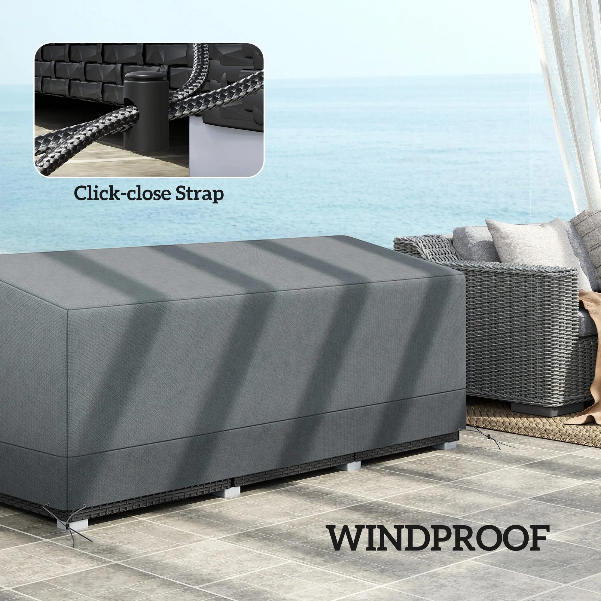 75" x 28.3" x 29.9" Waterproof Patio Sofa Cover, Grey - Image 7
