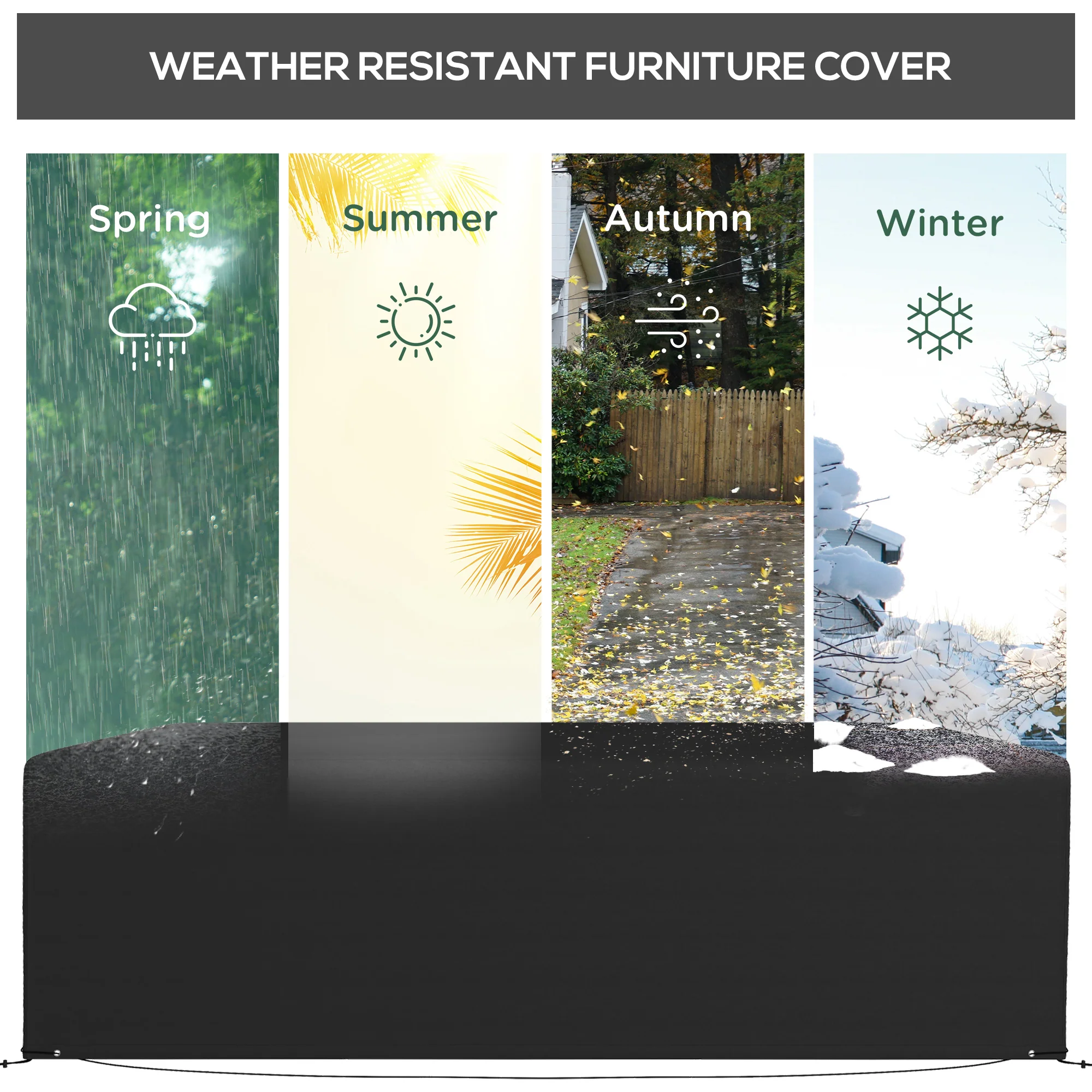 Waterproof Patio Furniture Cover for Outdoor Sectional Sofa Set, 97" x 65" x 26", Black - Image 8