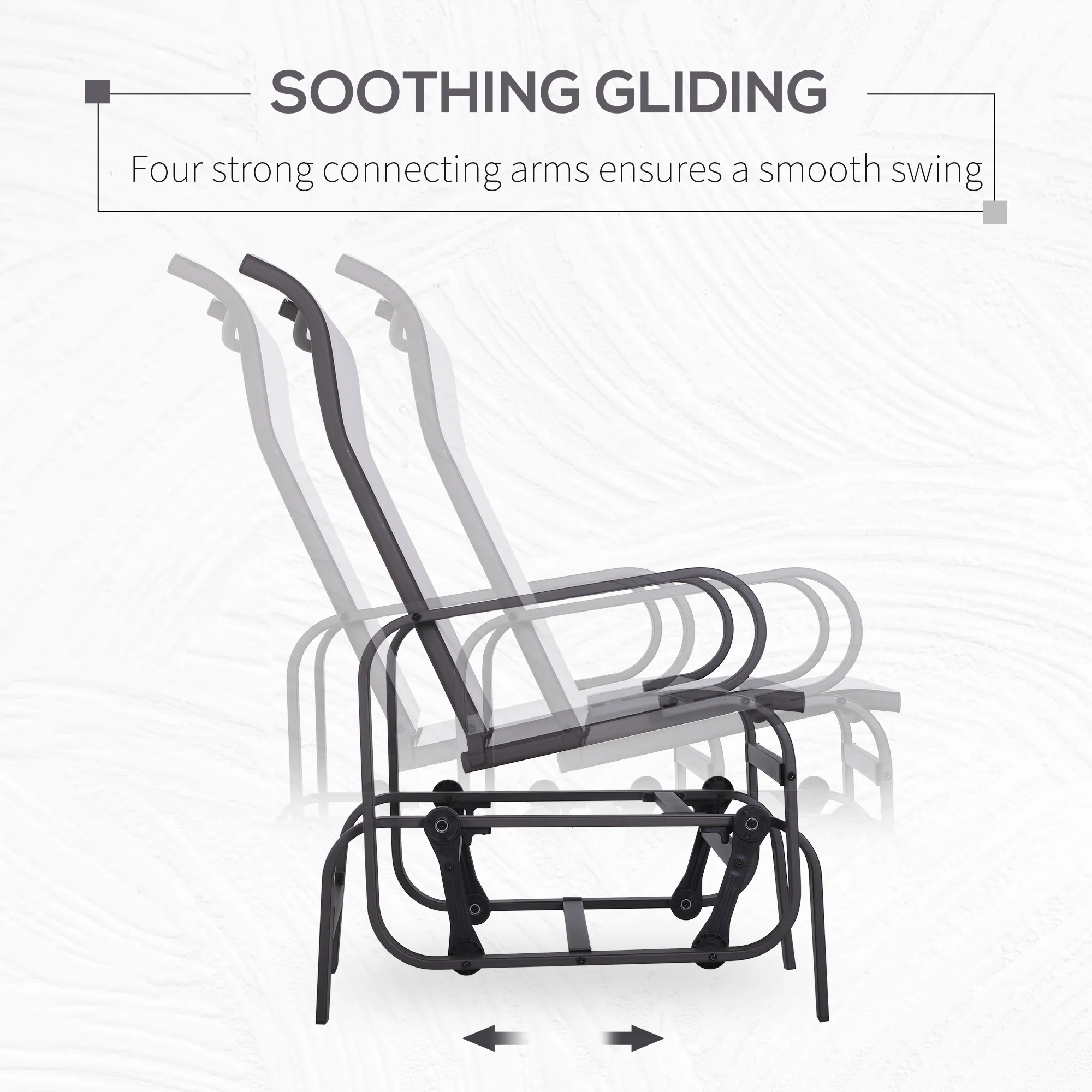 Patio Glider with Breathable Mesh Fabric, Outdoor Garden Rocking Gliding Seat, Beige - Image 6