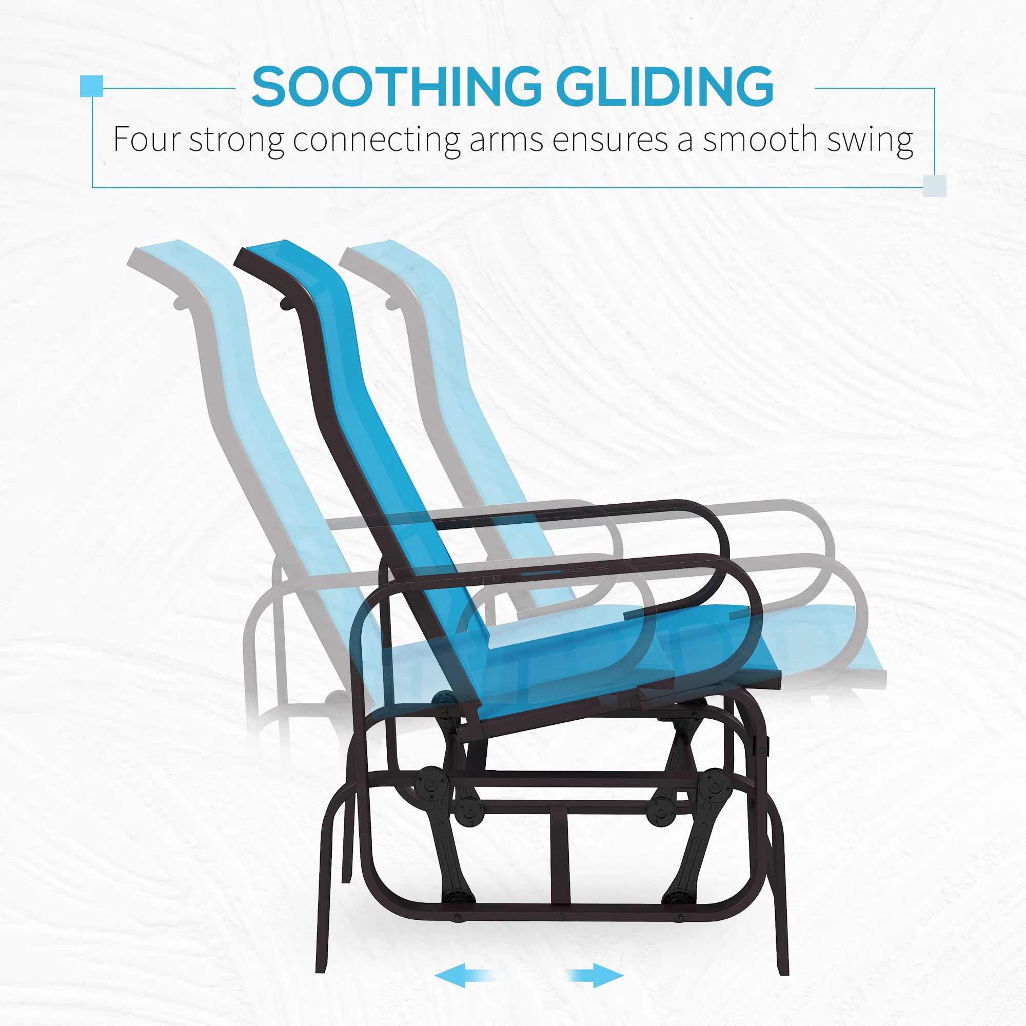 Patio Glider with Breathable Mesh Fabric, Outdoor Garden Rocking Gliding Seat, Blue - Image 6