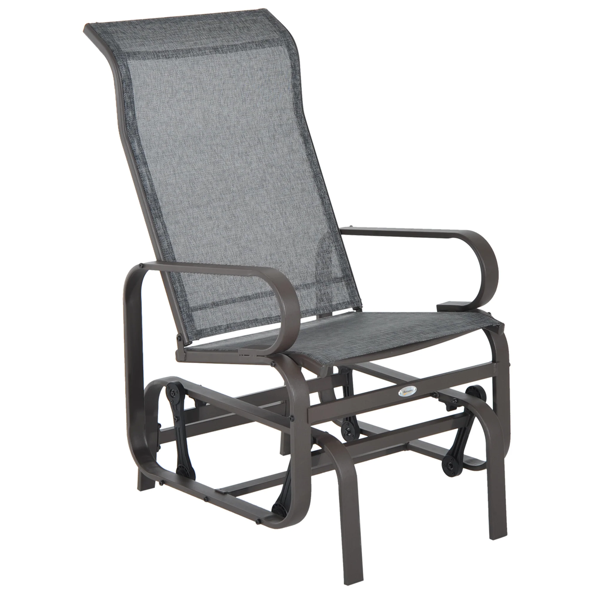 Patio Glider with Breathable Mesh Fabric, Outdoor Garden Rocking Gliding Seat, Grey