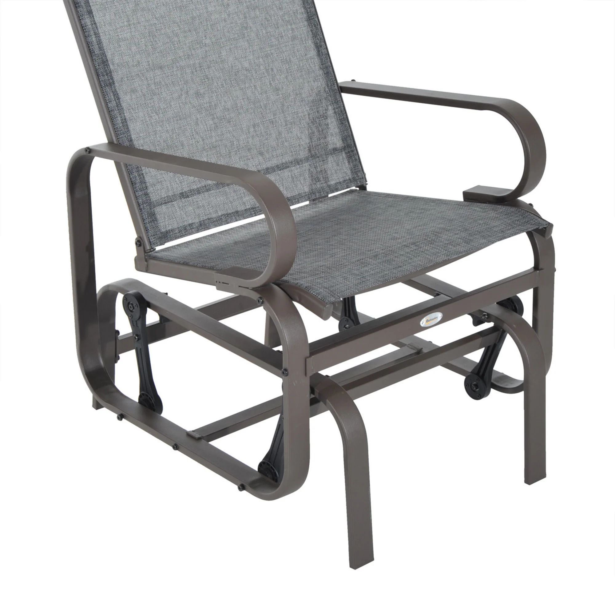 Patio Glider with Breathable Mesh Fabric, Outdoor Garden Rocking Gliding Seat, Grey - Image 10