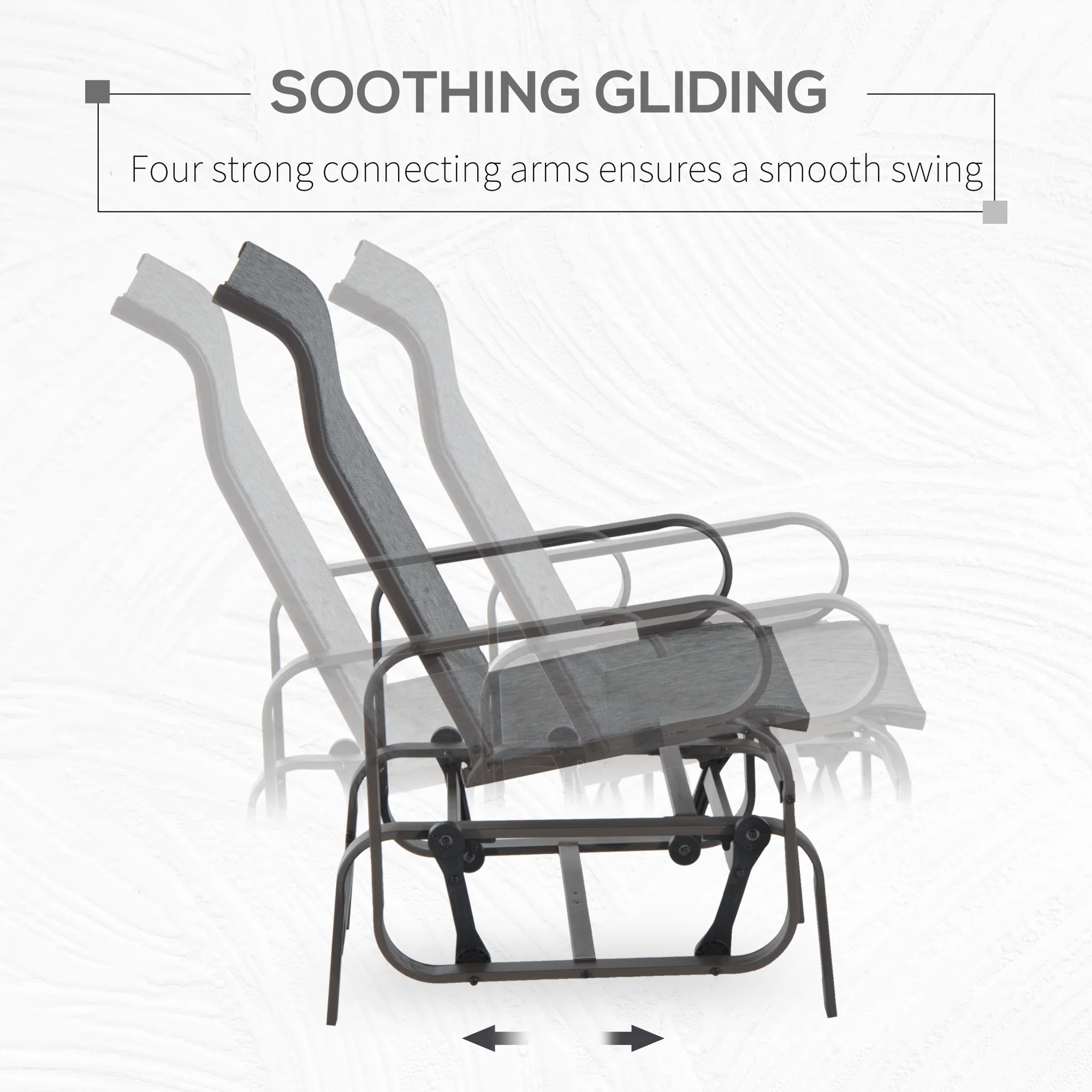 Patio Glider with Breathable Mesh Fabric, Outdoor Garden Rocking Gliding Seat, Grey - Image 6