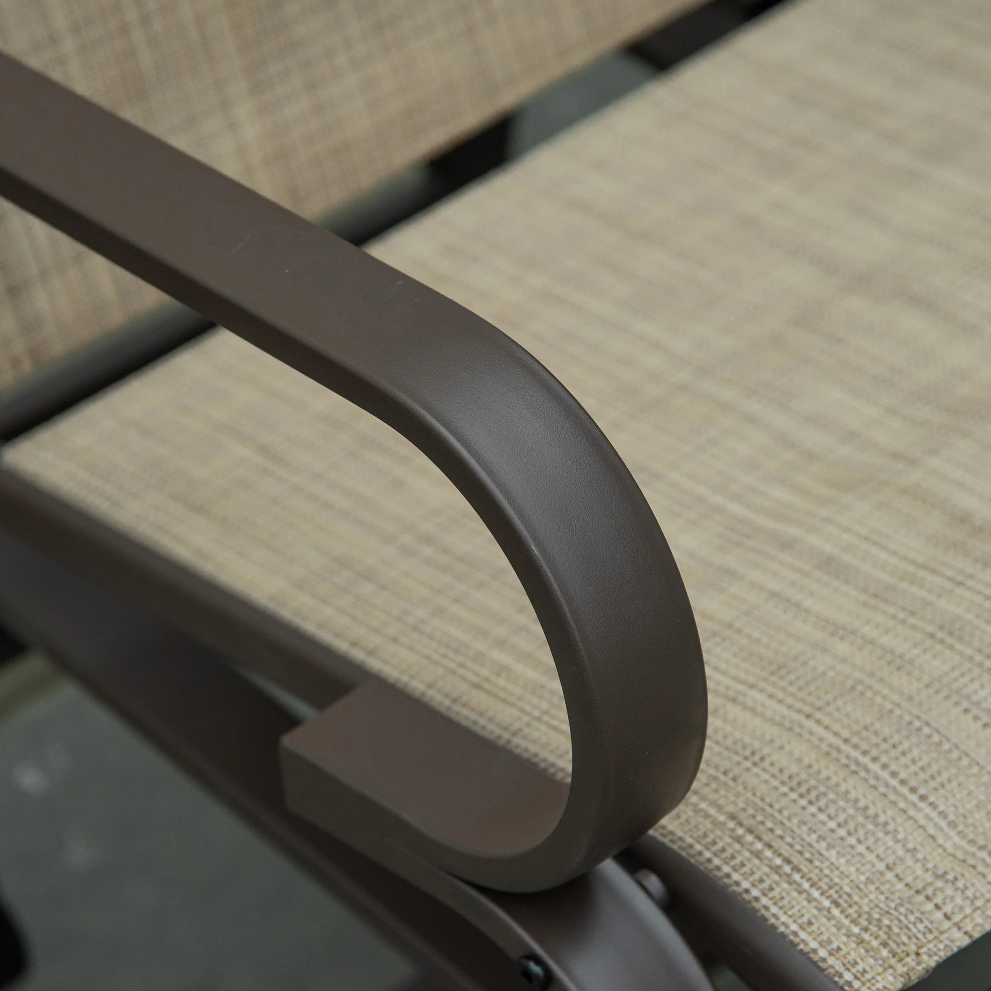 Patio Glider with Breathable Mesh Fabric, Outdoor Garden Rocking Gliding Seat, Brown Flaxen - Image 10