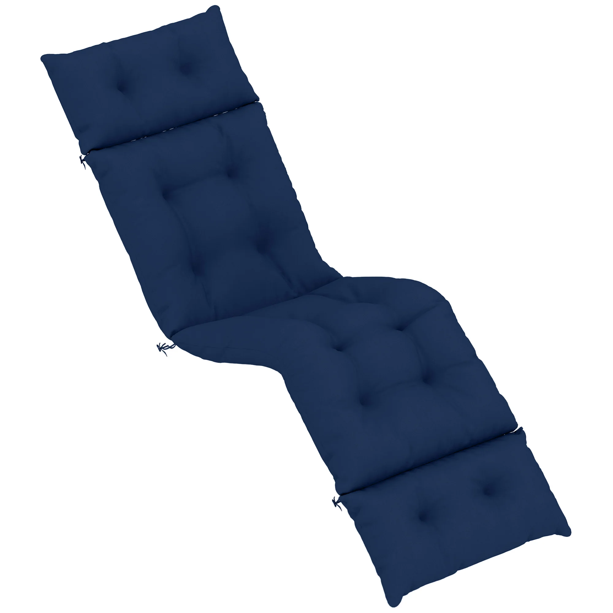 Tufted 74.8" x 22" x 4" Outdoor Chaise Lounge Cushion with Ties, Navy Blue - Image 2