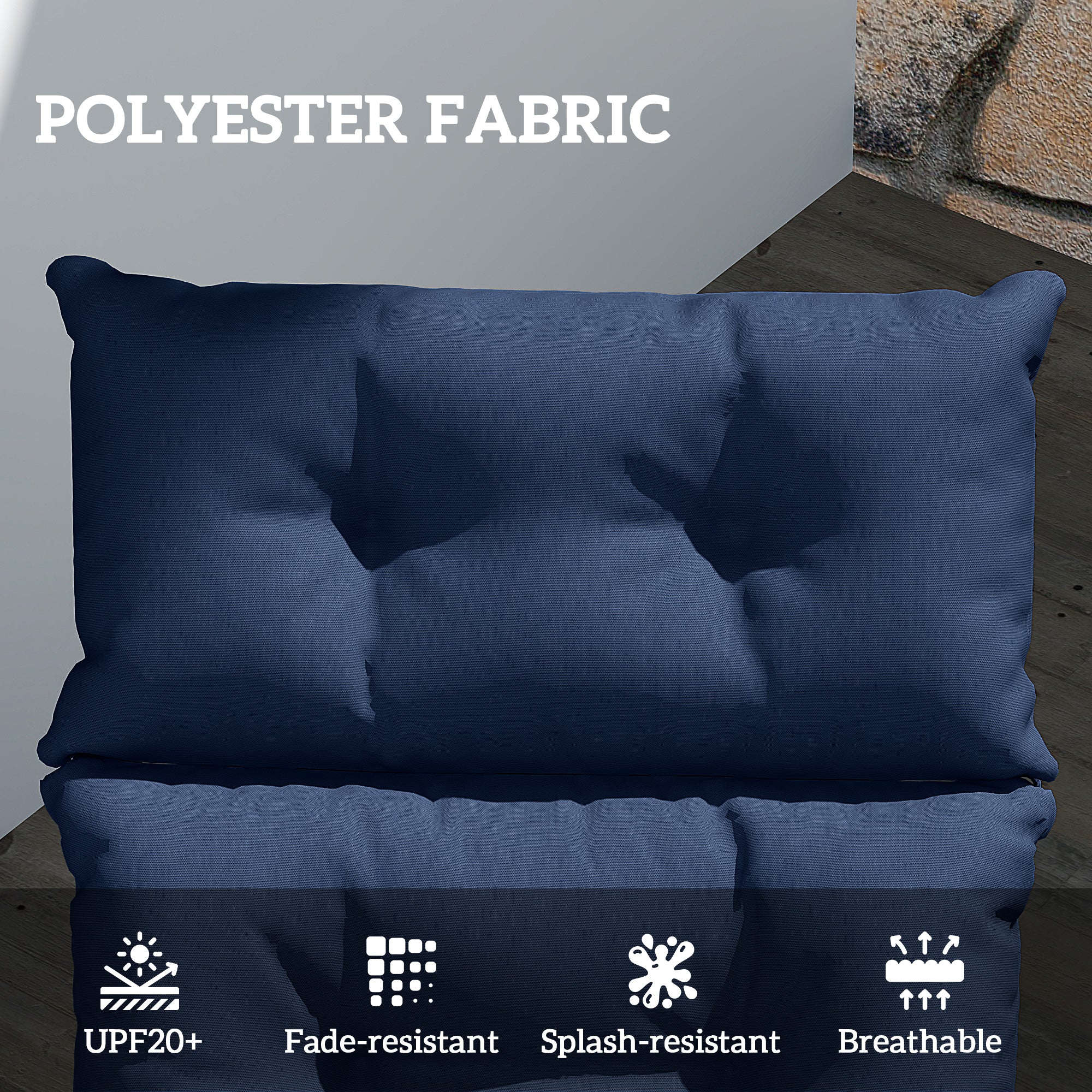 Tufted 74.8" x 22" x 4" Outdoor Chaise Lounge Cushion with Ties, Navy Blue - Image 6