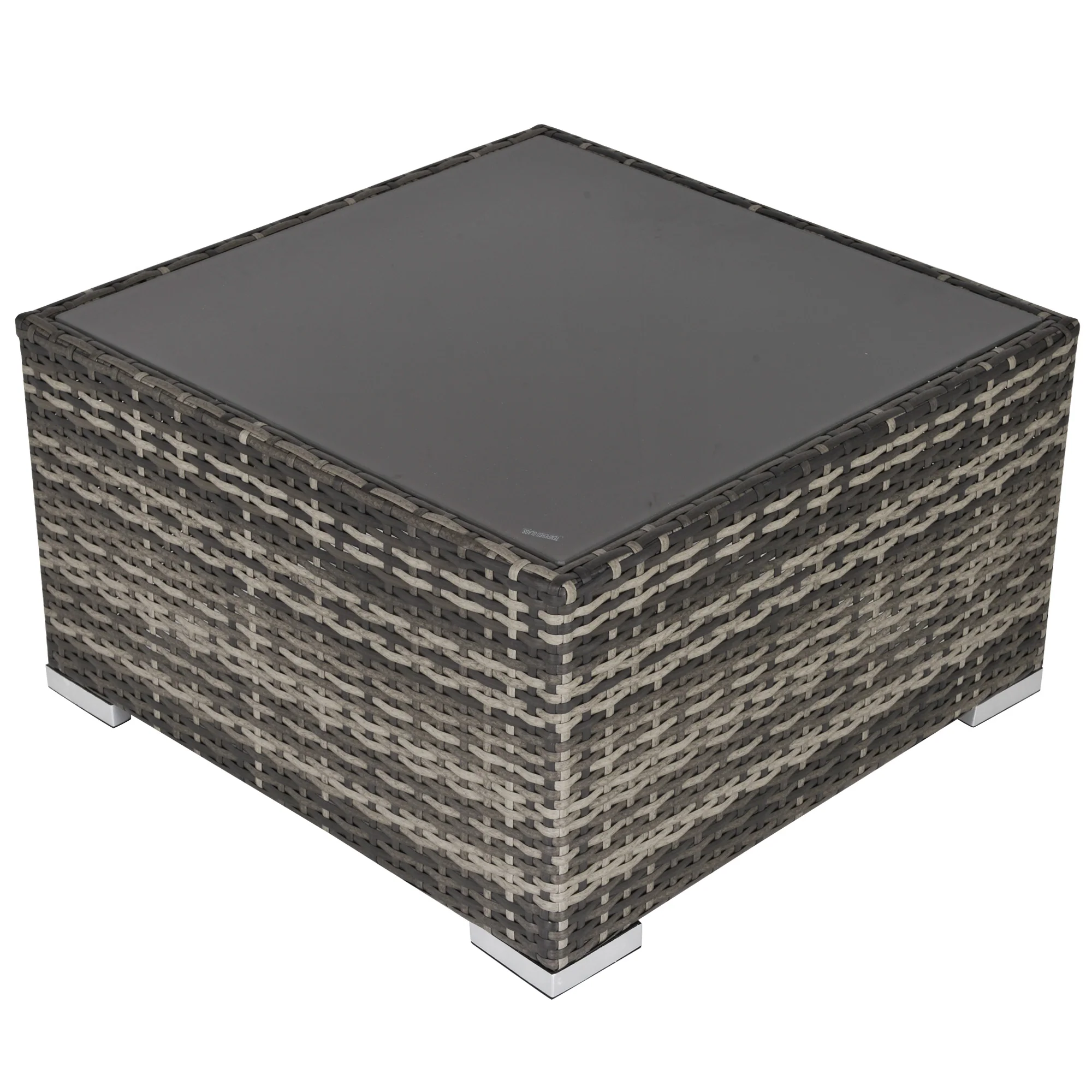 Patio Rattan Coffee Table, Ready to Use Outdoor Furniture for Garden Backyard, Deep Grey - Image 2