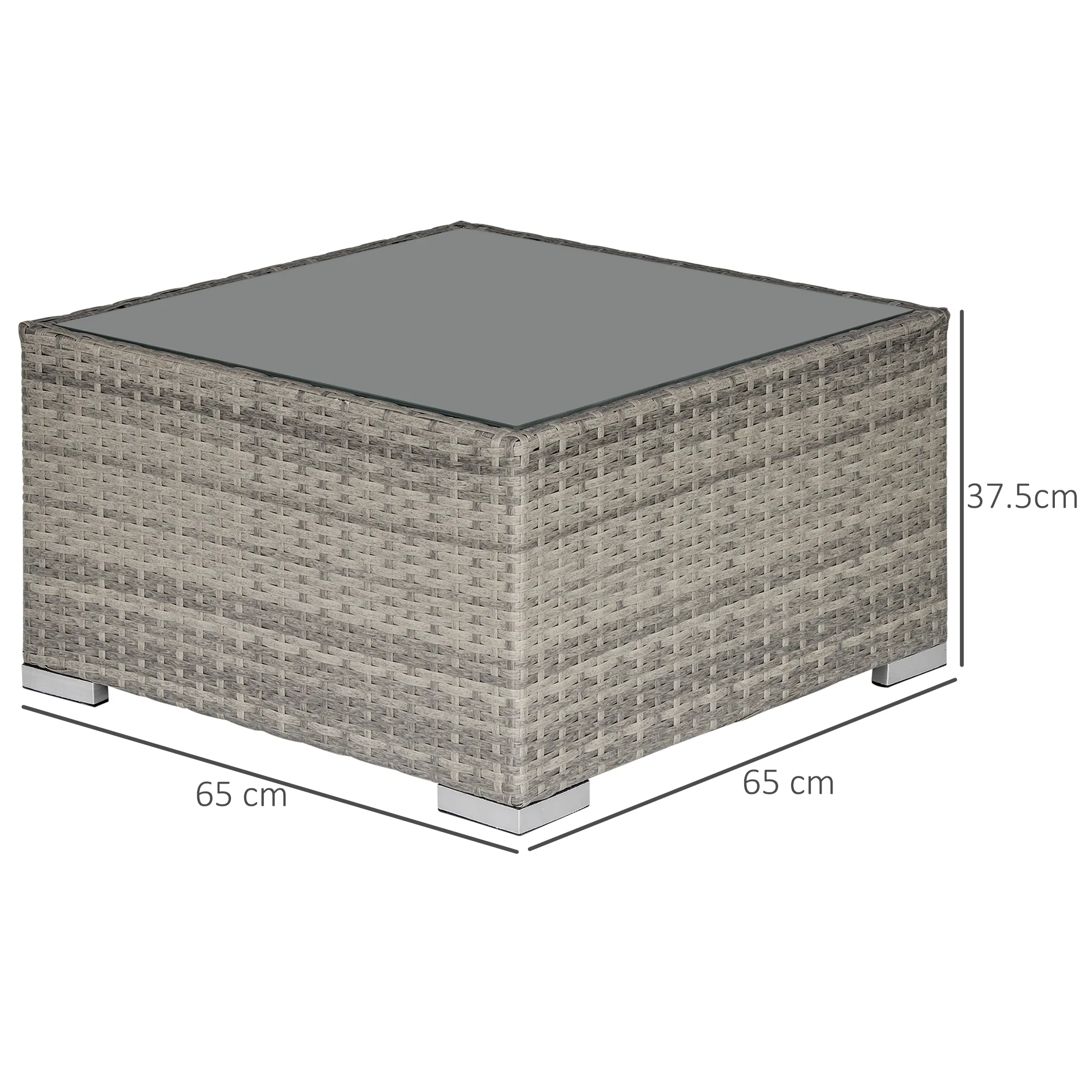 Patio Rattan Coffee Table, Ready to Use Outdoor Furniture for Garden Backyard, Grey - Image 5