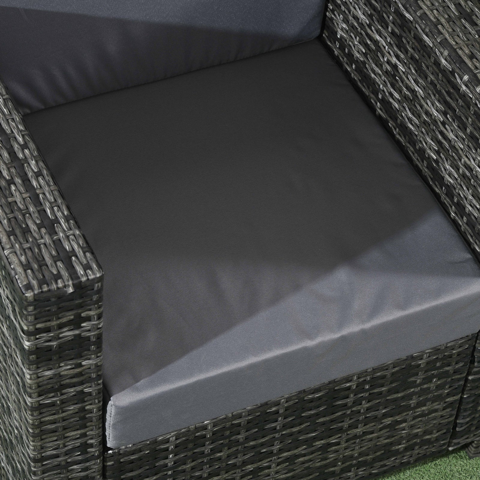 Outdoor Rattan Sofa, Patio Wicker Armchair with Cushions for Garden, Balcony, Porch, Grey - Image 10