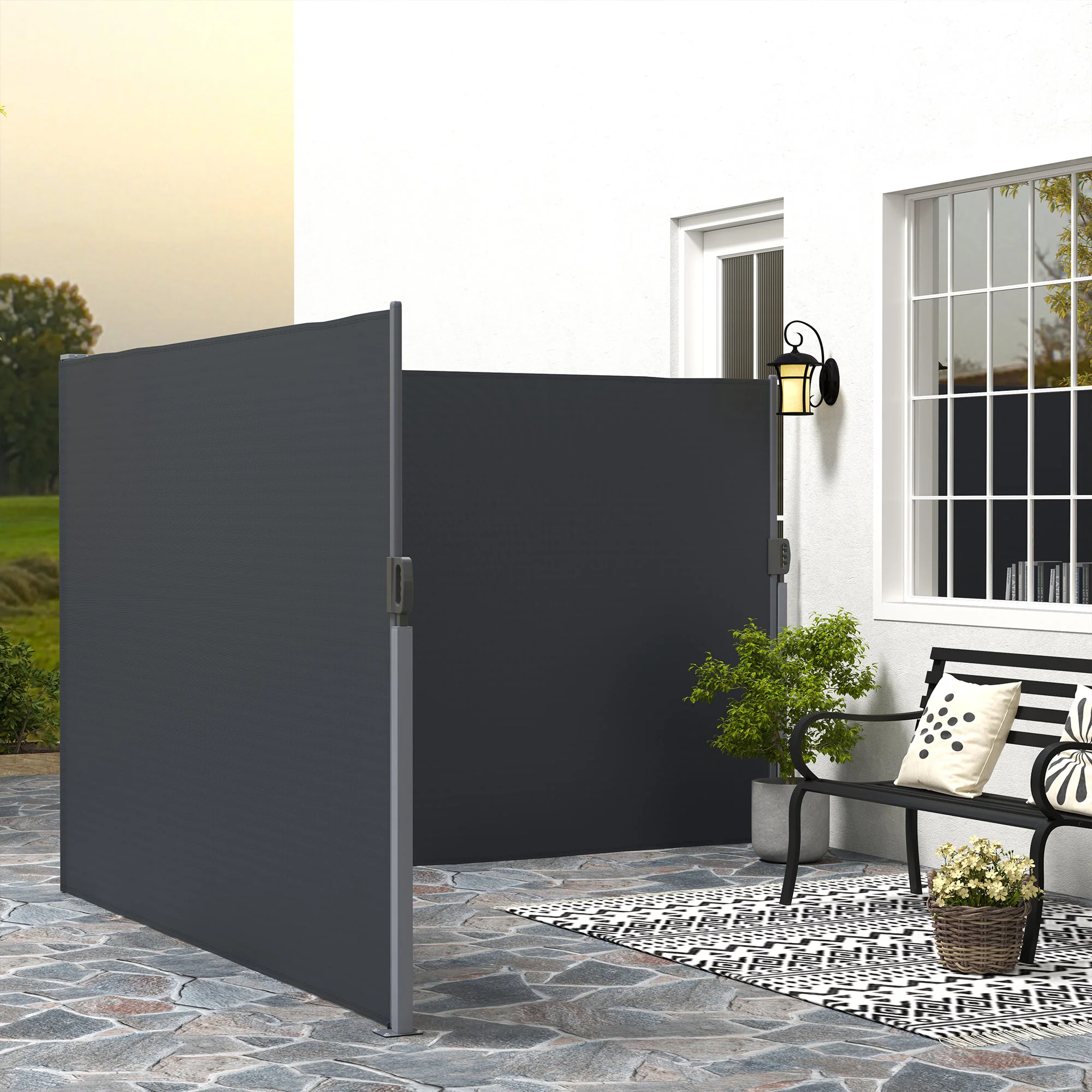 79" x 236" Retractable Double Side Awning, UV Resistant, Charcoal Grey - Image 10