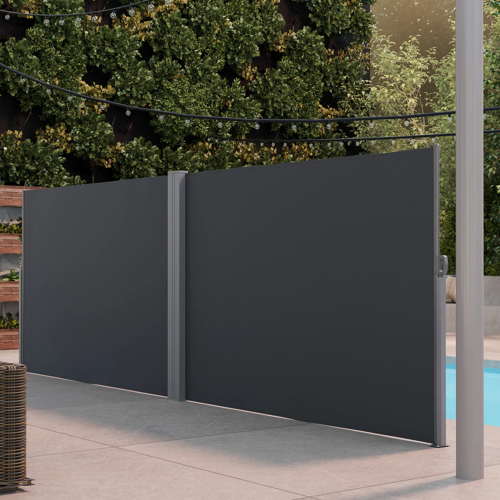 79" x 236" Retractable Double Side Awning, UV Resistant, Charcoal Grey - Image 11