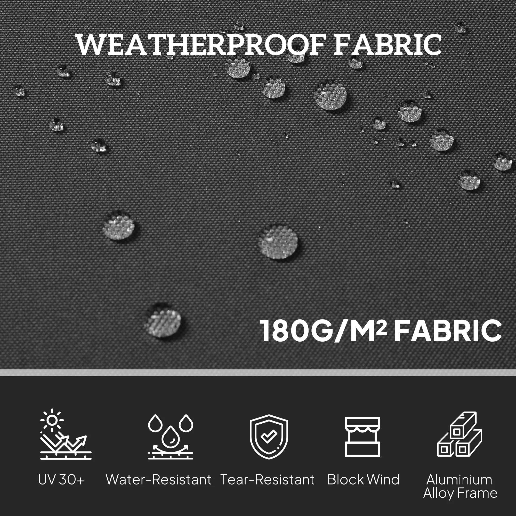 79" x 236" Retractable Double Side Awning, UV Resistant, Charcoal Grey - Image 6