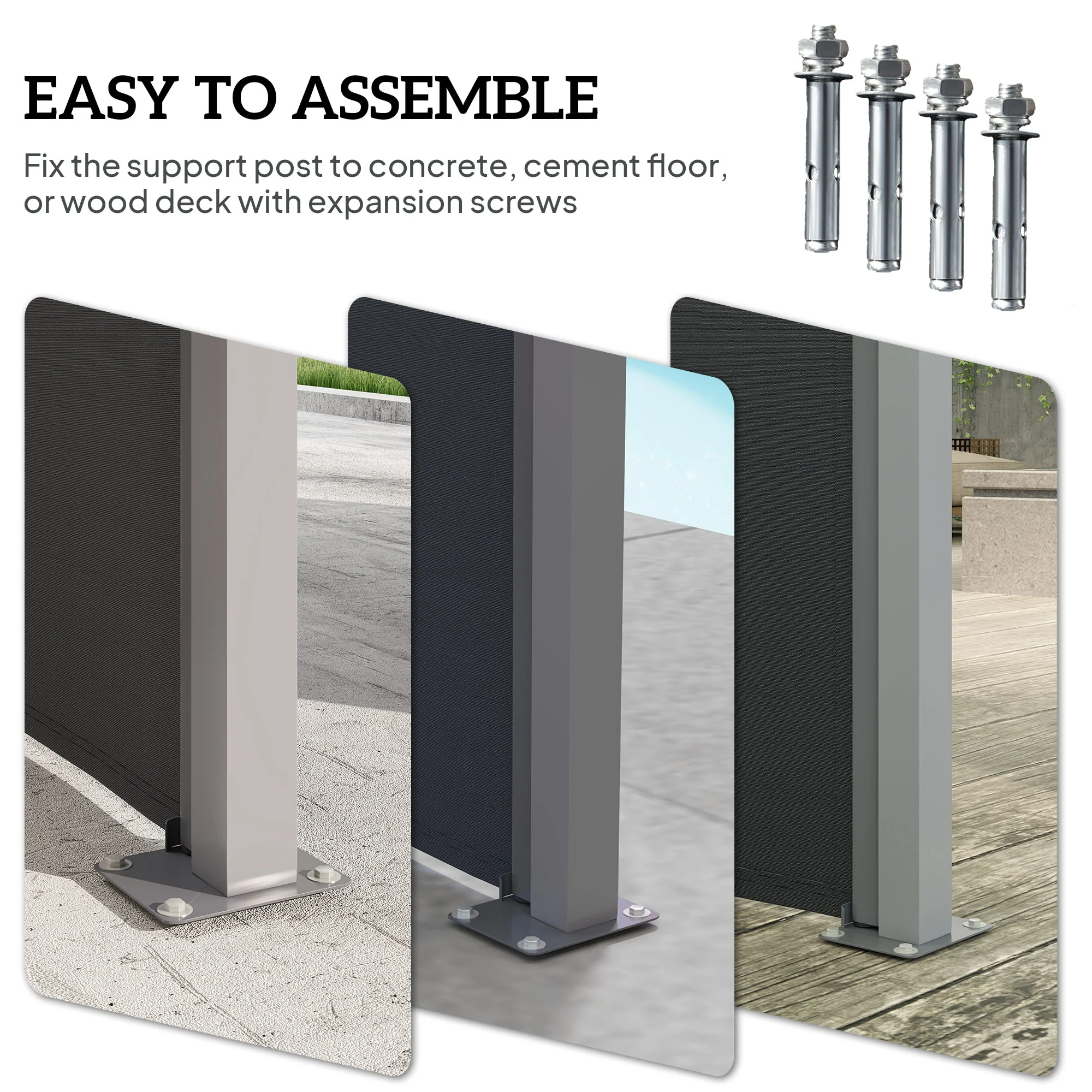 79" x 236" Retractable Double Side Awning, UV Resistant, Charcoal Grey - Image 9