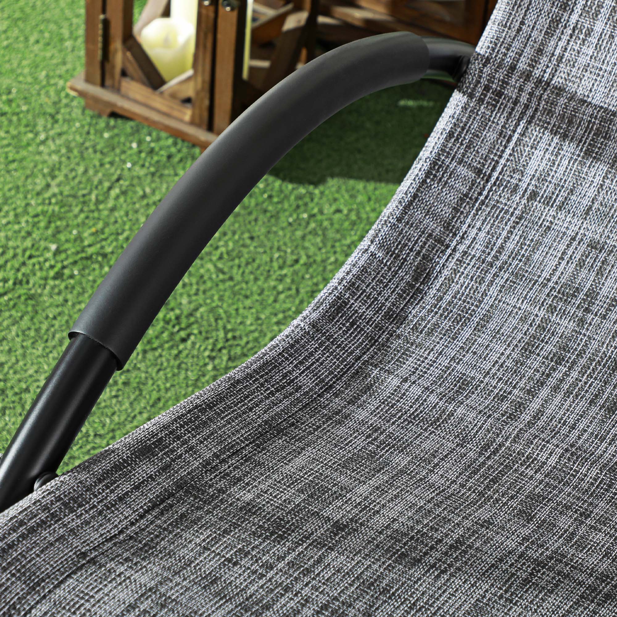 Outdoor Rocking Chair, Patio Zero Gravity Rocker with Mesh Seat and Padded Pillow, Grey - Image 11
