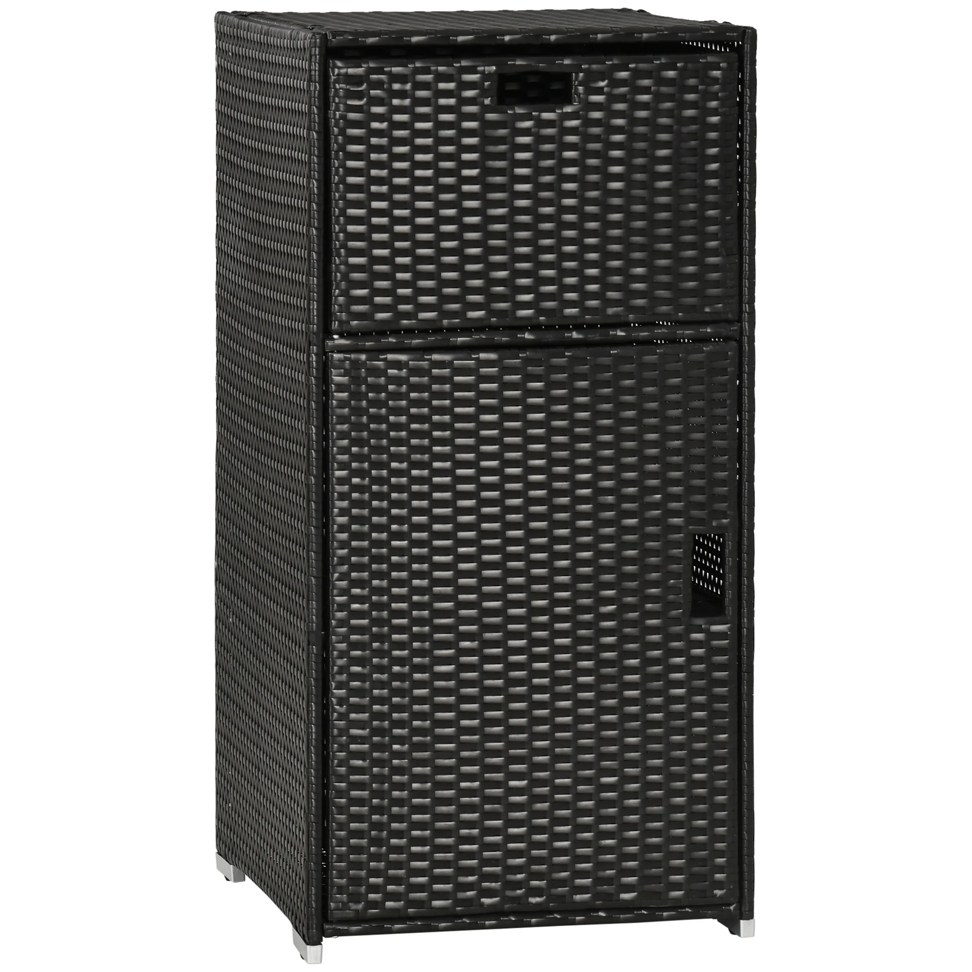 Outdoor Storage Cabinet, Waterproof PE Rattan Wicker Storage with Basket Drawer, Dark Brown - Image 12