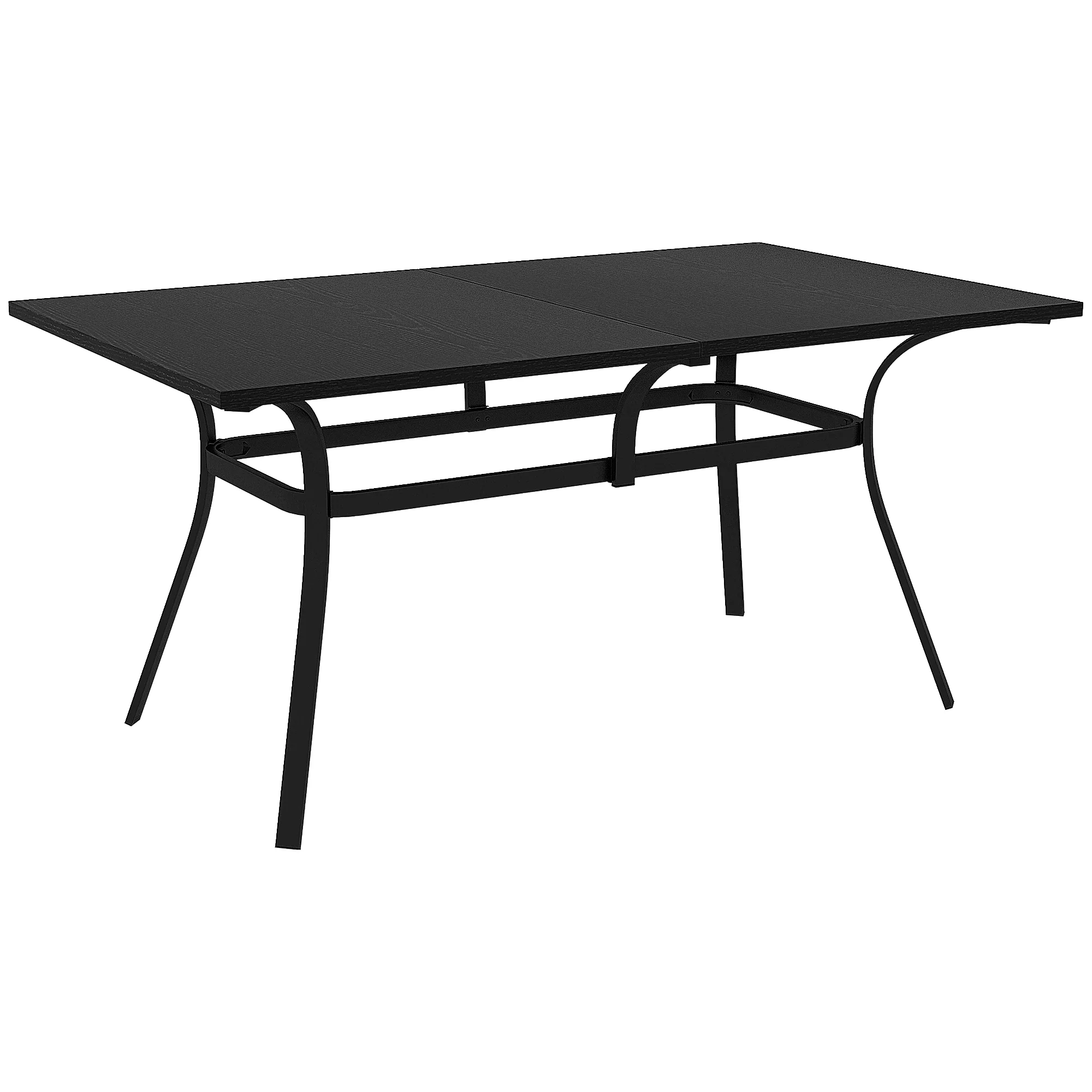 Rectangle Patio Dining Table for 6 with Steel Legs & Metal Tabletop for Garden, Black